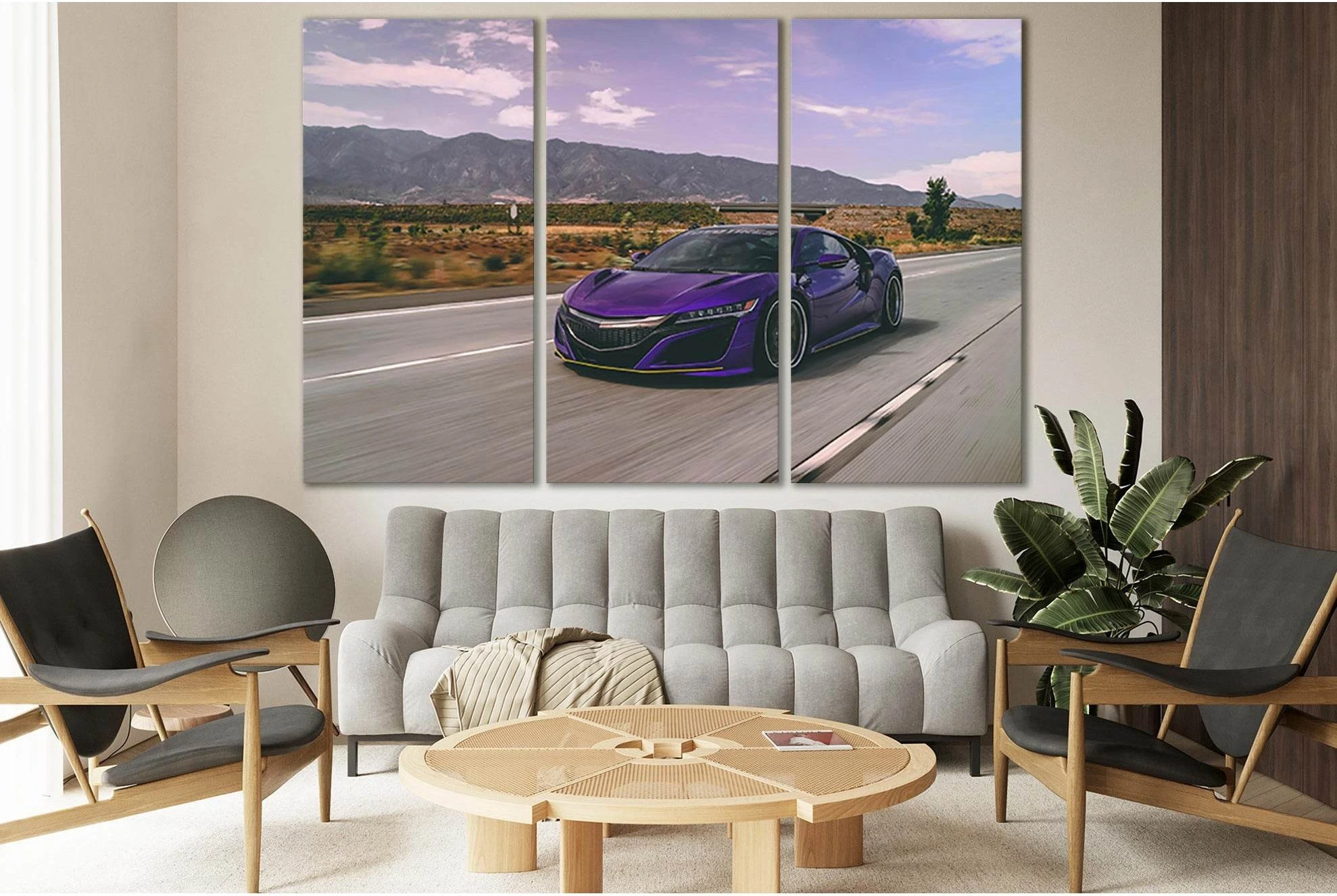 View Of The Sports Car On Highway №SL1447 Ready to Hang Canvas Print - Zellart Canvas Prints 0new, ALL_Products, Engine