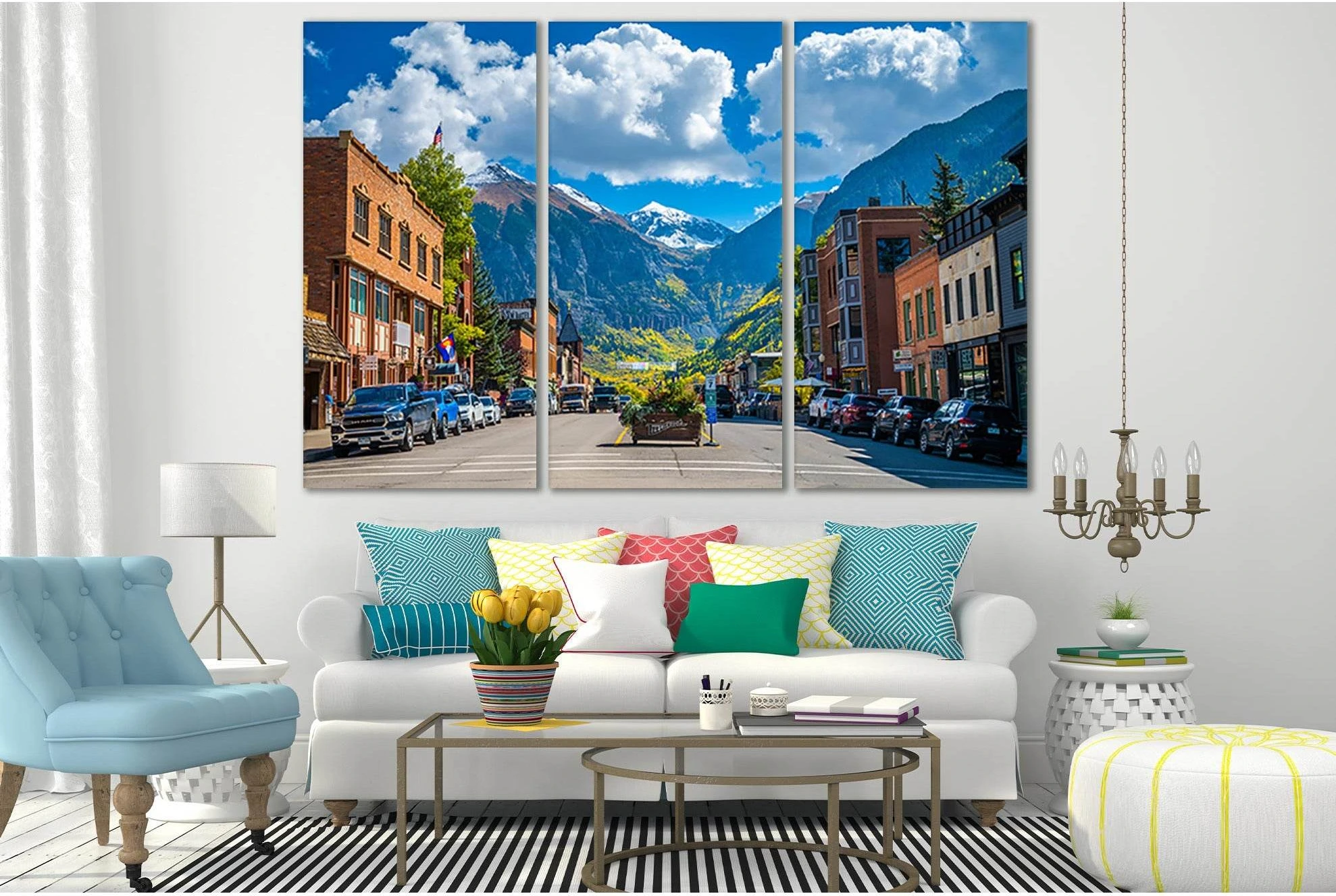 View Of Town Telluride Colorado №SL300 Ready to Hang Canvas Print - Zellart Canvas Prints 0new, ALL_Products, Cityscapes & Skylines