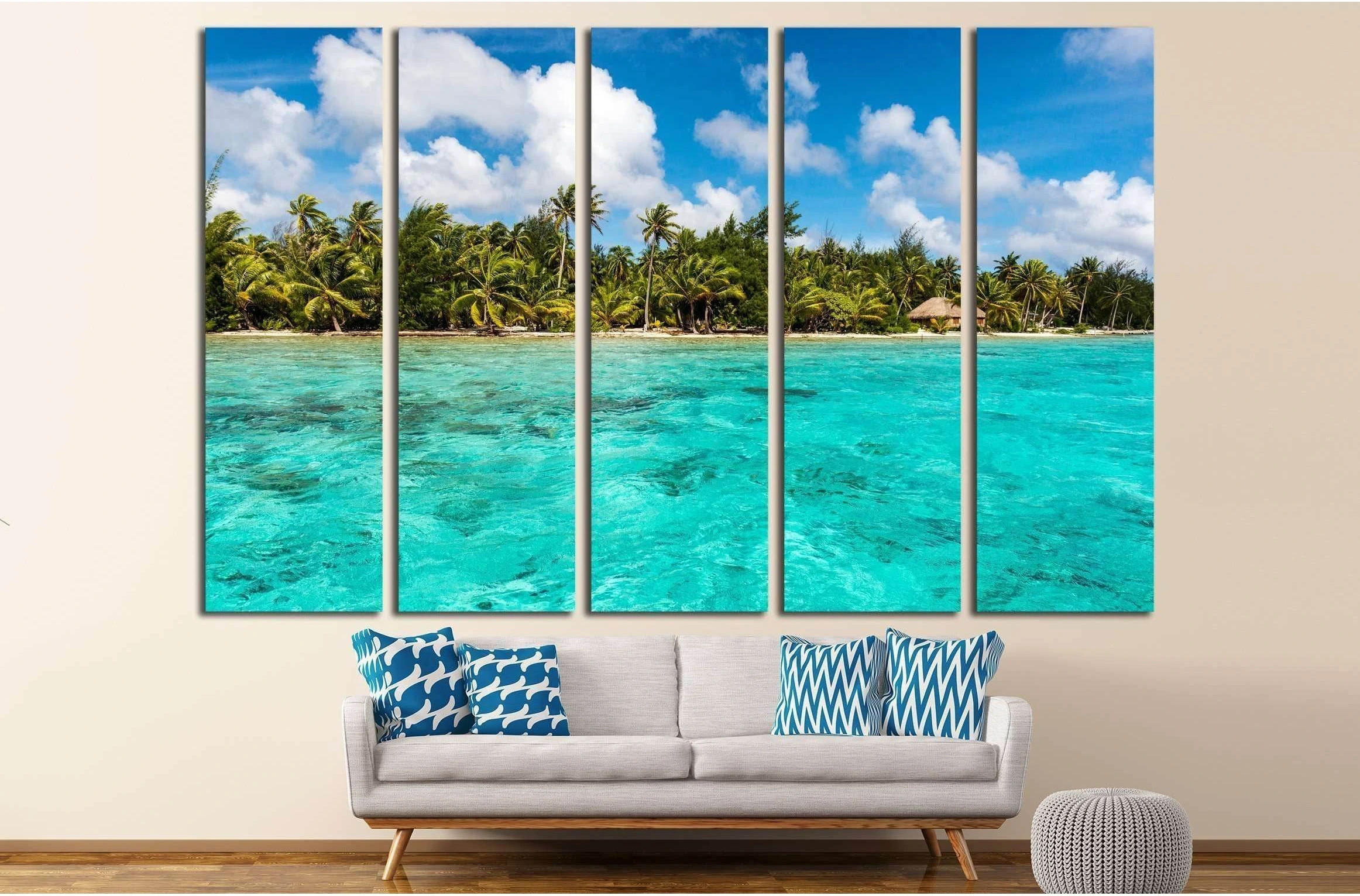 view over the lagoon of Bora Bora №2515 Ready to Hang Canvas Print - Zellart Canvas Prints ALL_Products, s-2515