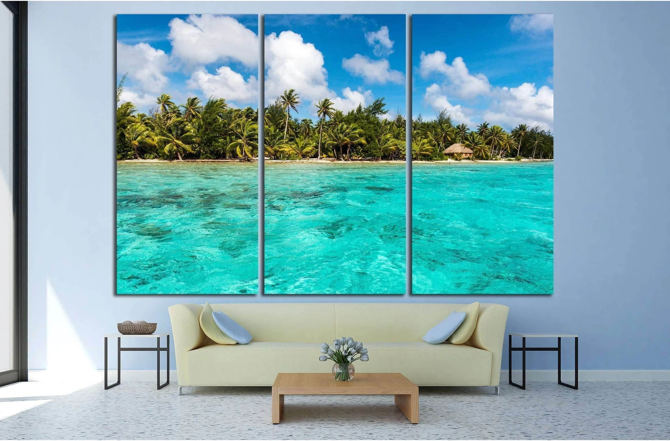 view over the lagoon of Bora Bora №2515 Ready to Hang Canvas Print - Zellart Canvas Prints ALL_Products, s-2515