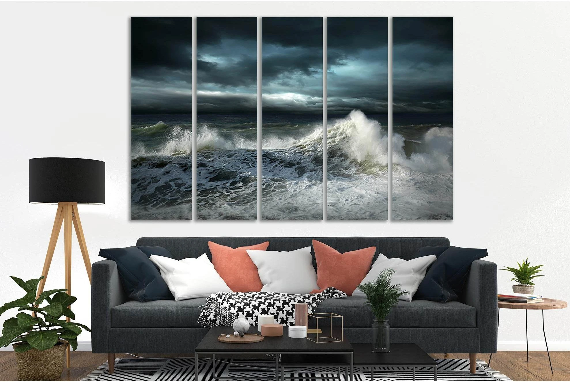 View Storm Seascape №SL53 Ready to Hang Canvas Print - Zellart Canvas Prints 0new, ALL_Products, Beach Ocean & Waves