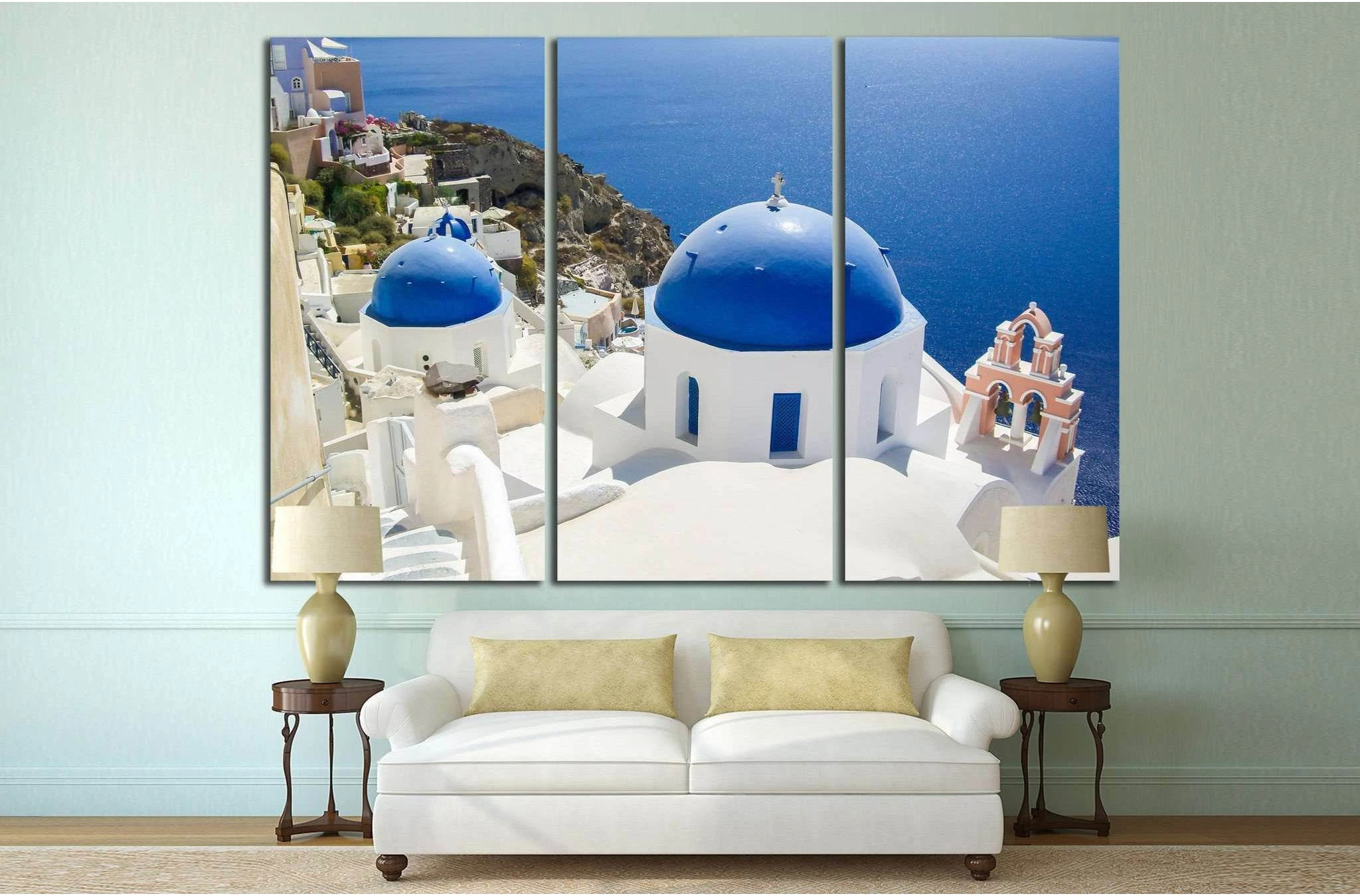 village of oia at santorini island, greece №1283 Ready to Hang Canvas Print - Zellart Canvas Prints ALL_Products, s-1283