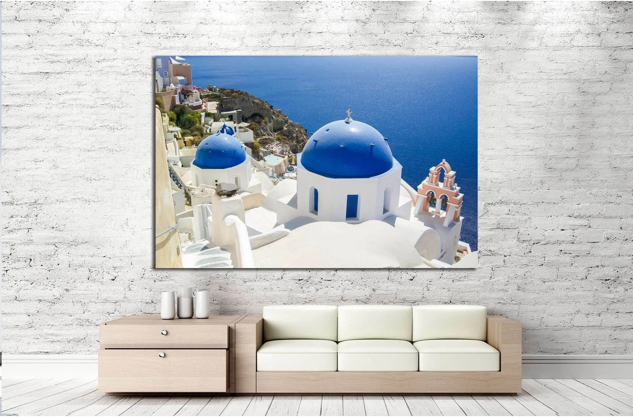village of oia at santorini island, greece №1283 Ready to Hang Canvas Print - Zellart Canvas Prints ALL_Products, s-1283