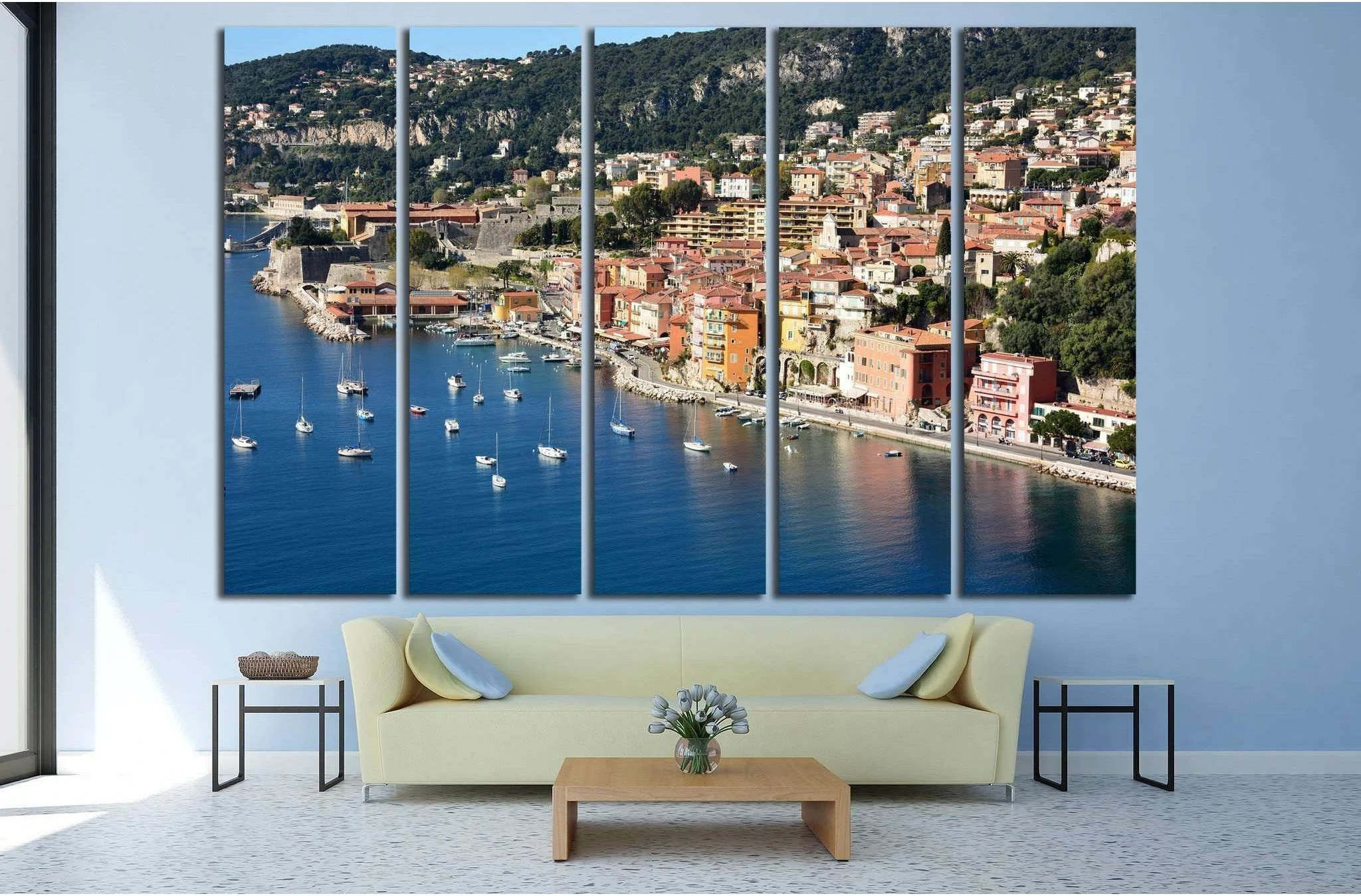 Villefranche sur Mer, Monaco №1714 Ready to Hang Canvas Print - Zellart Canvas Prints ALL_Products, s-1714