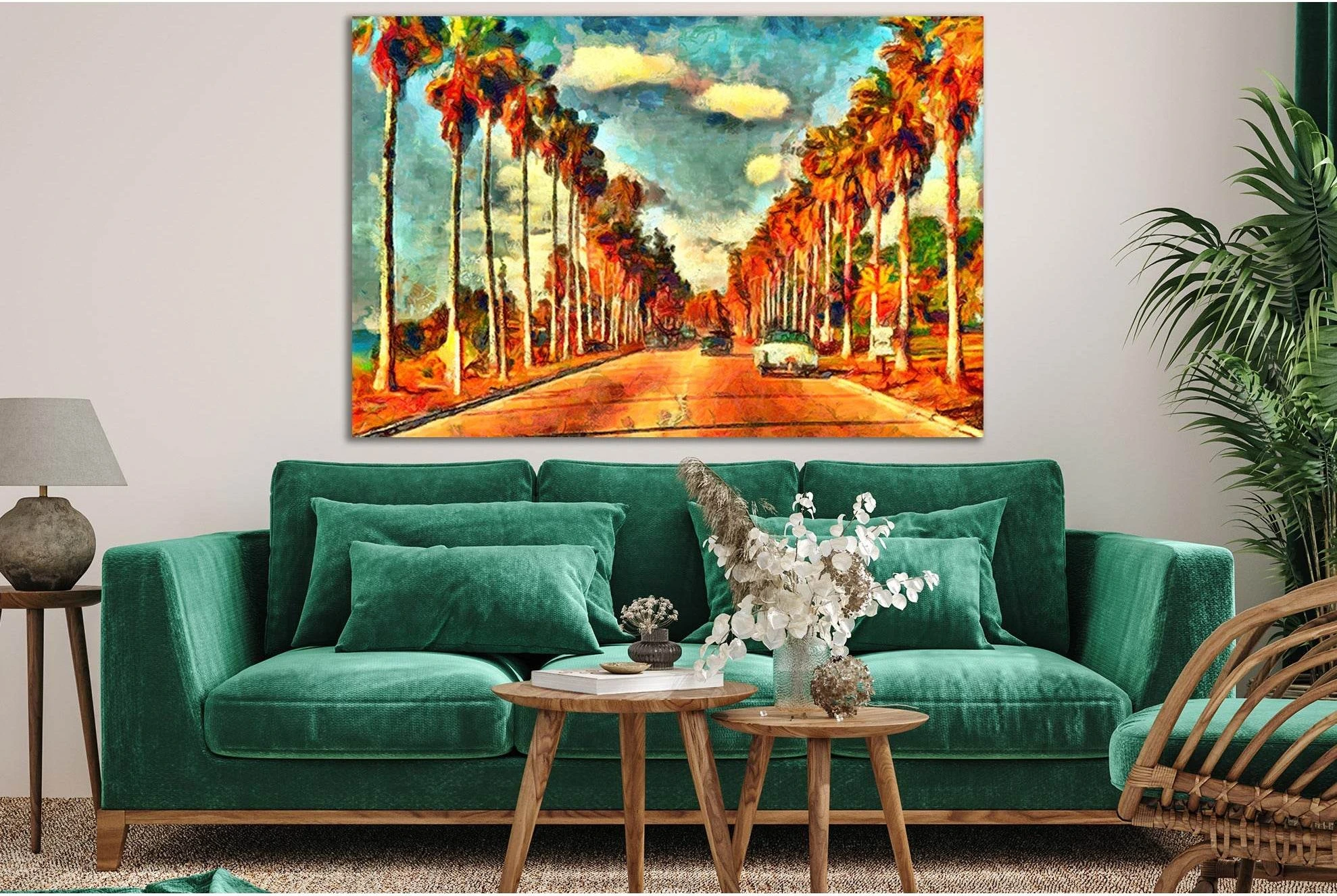 Vintage California View Oil Painting №SL587 Ready to Hang Canvas Print - Zellart Canvas Prints 0new, ALL_Products, Oil Painting Wall Art