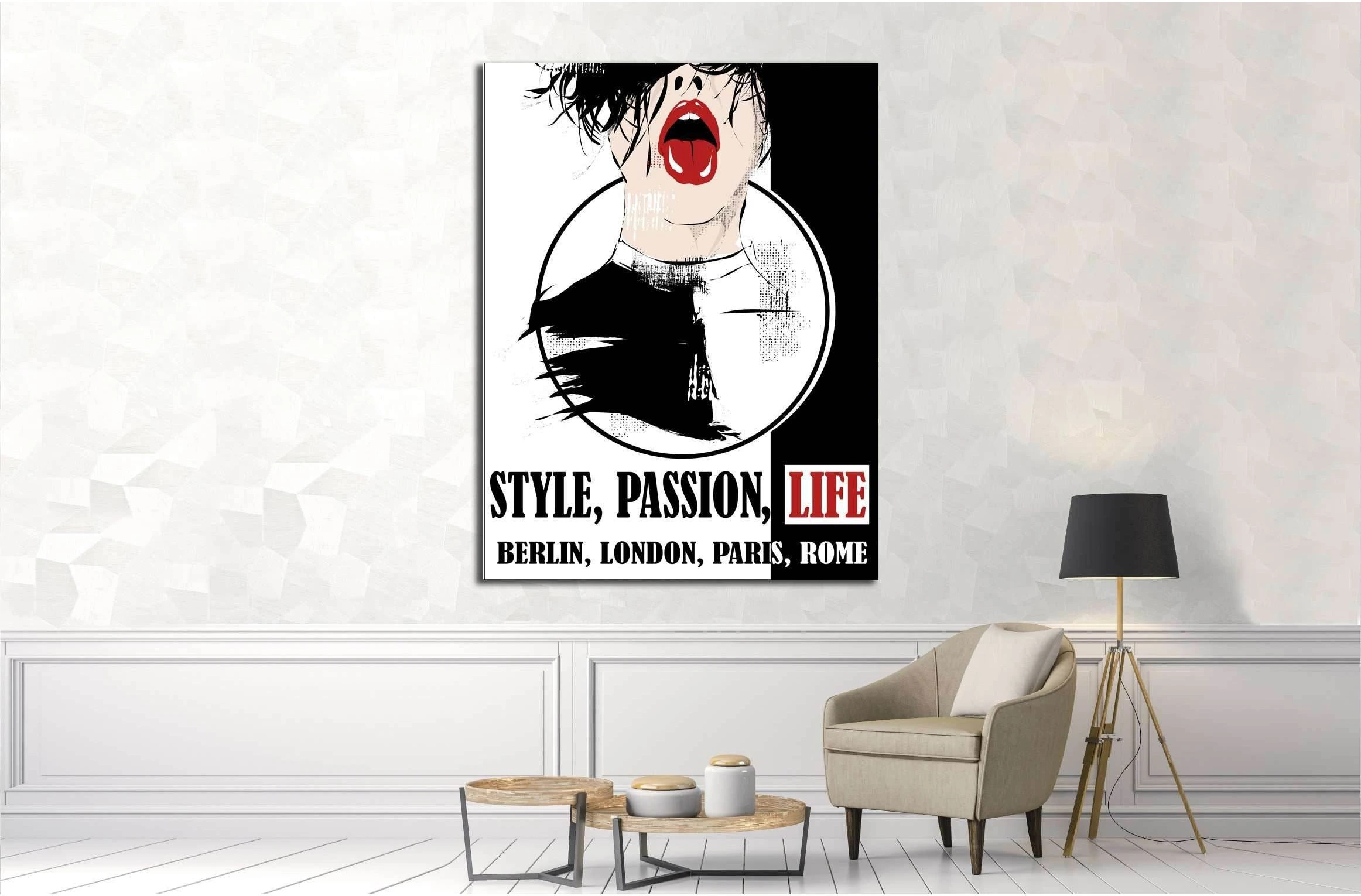 Vintage canvas, girl, fashion. Vector illustration №4554 Ready to Hang Canvas Print - Zellart Canvas Prints ALL_Products, s-4554