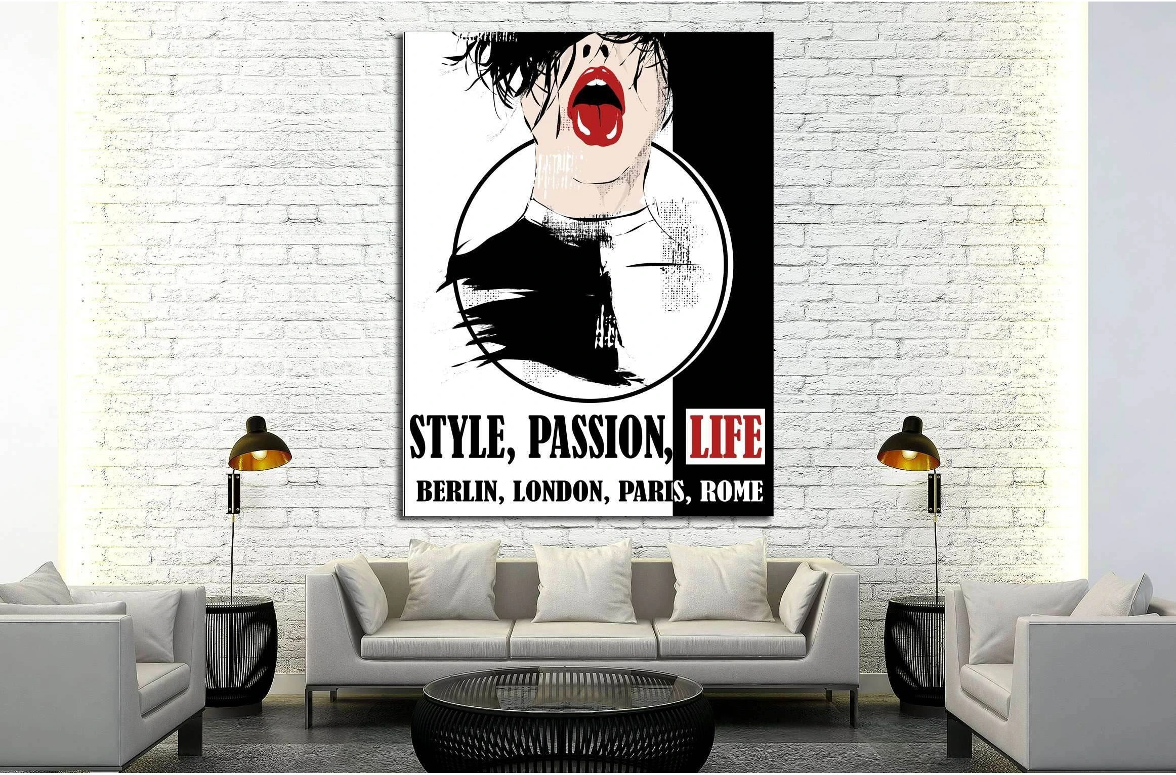 Vintage canvas, girl, fashion. Vector illustration №4554 Ready to Hang Canvas Print - Zellart Canvas Prints ALL_Products, s-4554
