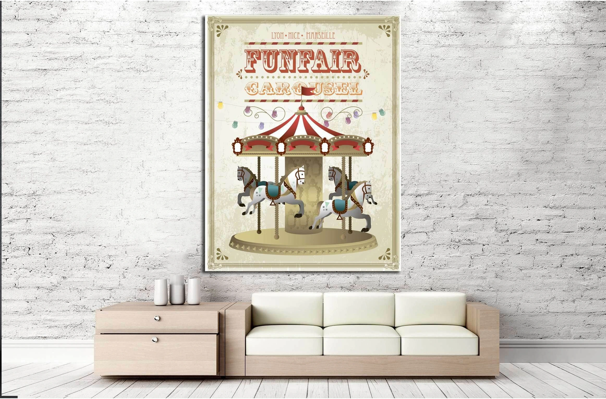 vintage carousel template vector №4572 Ready to Hang Canvas Print - Zellart Canvas Prints ALL_Products, s-4572