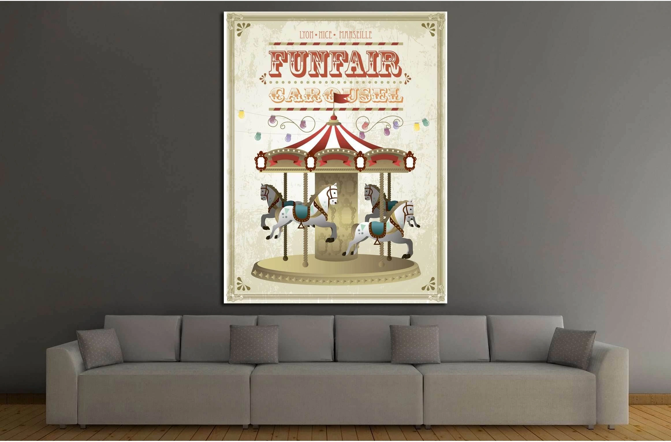 vintage carousel template vector №4572 Ready to Hang Canvas Print - Zellart Canvas Prints ALL_Products, s-4572
