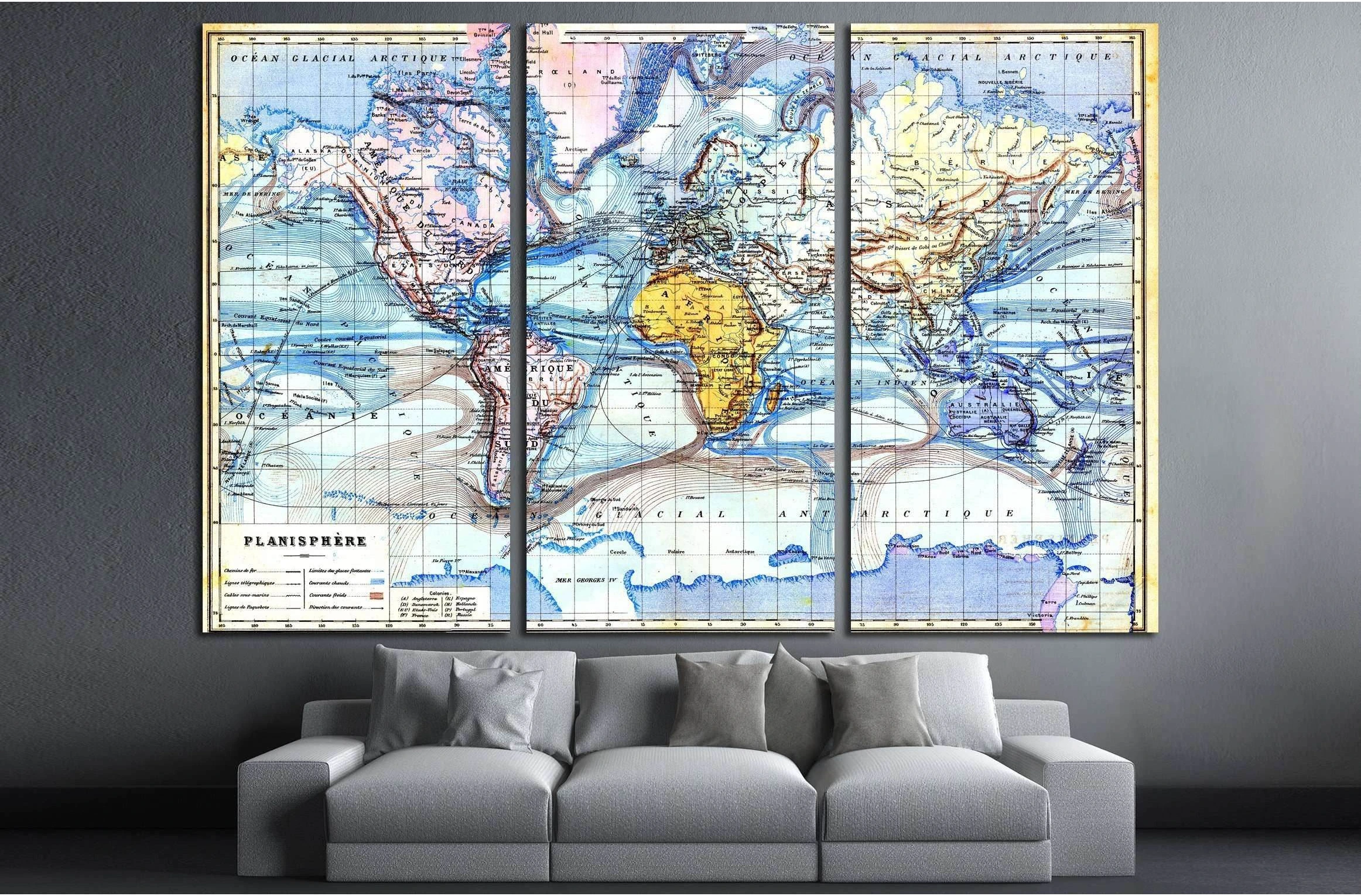 Vintage map from the late 19th century, Trousset encyclopedia №3222 Ready to Hang Canvas Print - Zellart Canvas Prints ALL_Products, s-3222