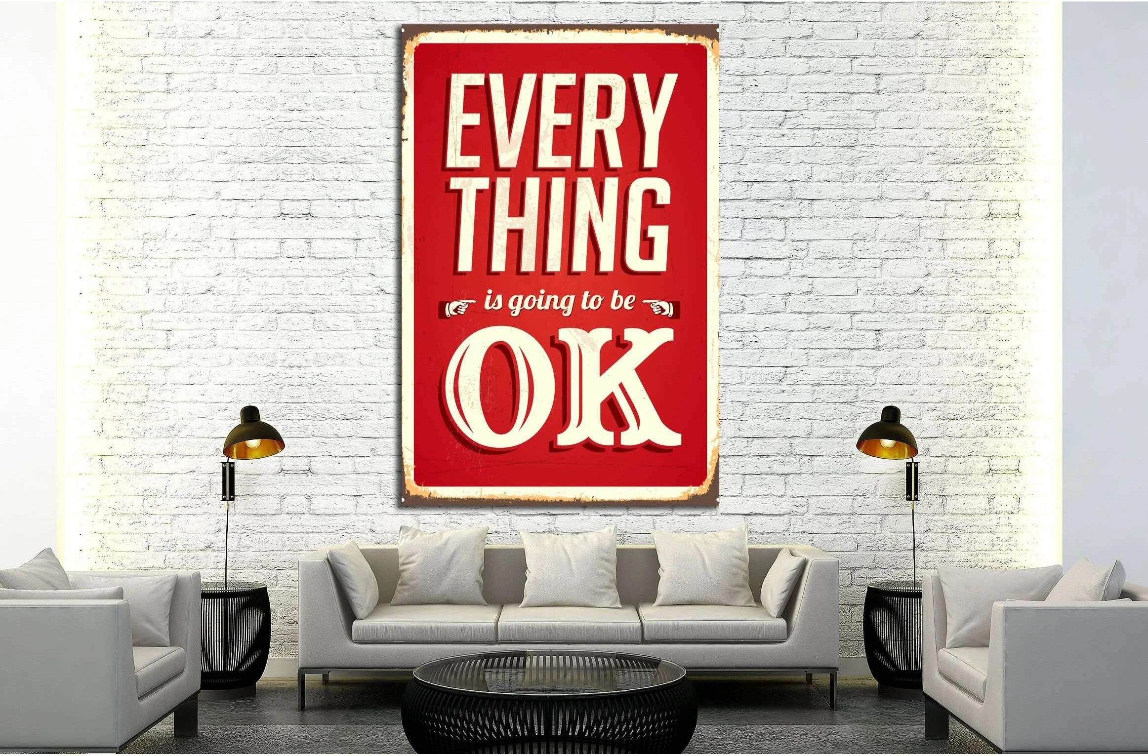 Vintage metal sign - Everything is going to be ok №4564 Ready to Hang Canvas Print - Zellart Canvas Prints ALL_Products, s-4564
