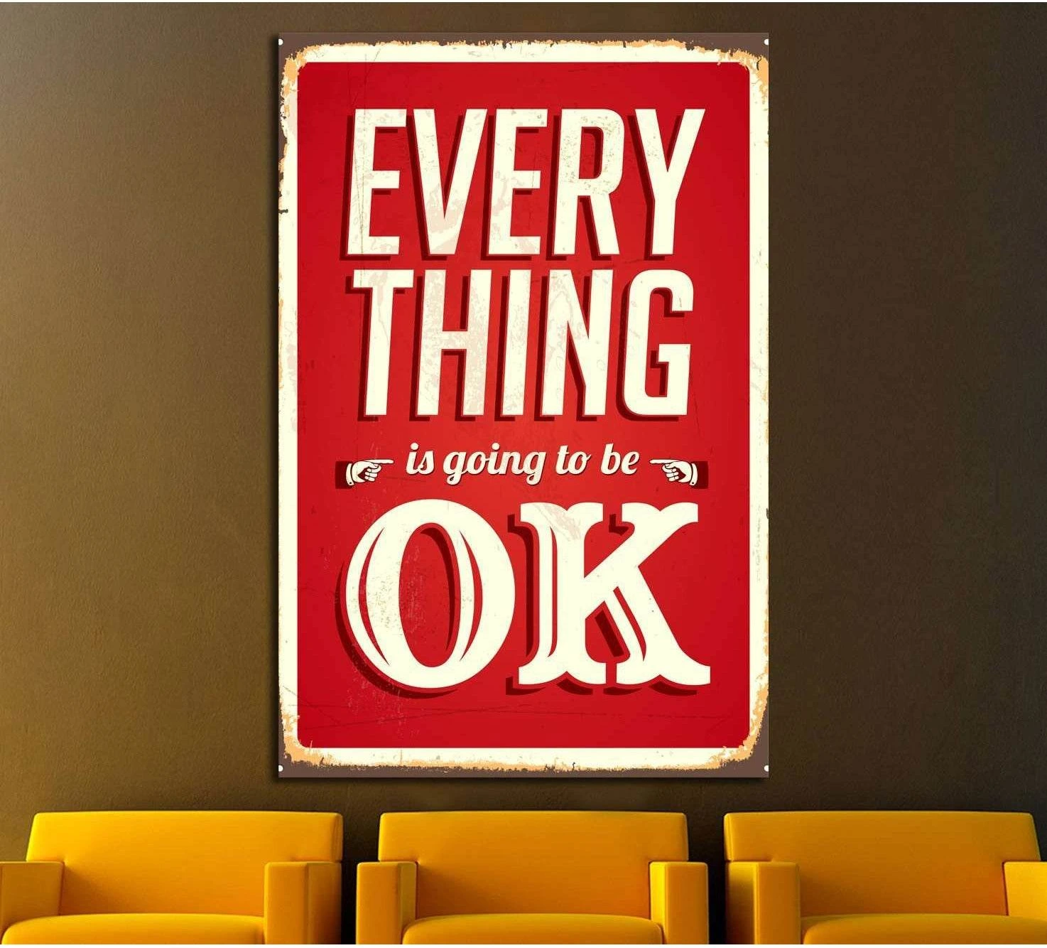 Vintage metal sign - Everything is going to be ok №4564 Ready to Hang Canvas Print - Zellart Canvas Prints ALL_Products, s-4564