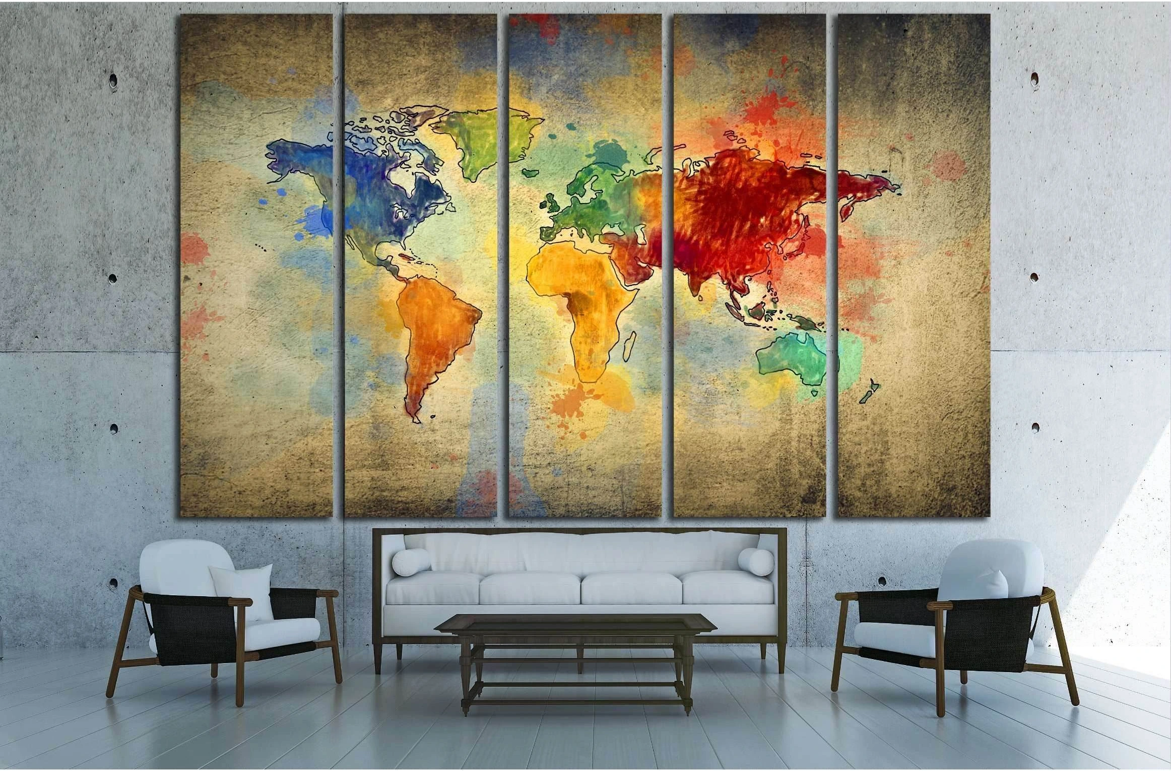 vintage world map №3221 Ready to Hang Canvas Print - Zellart Canvas Prints ALL_Products, s-3221