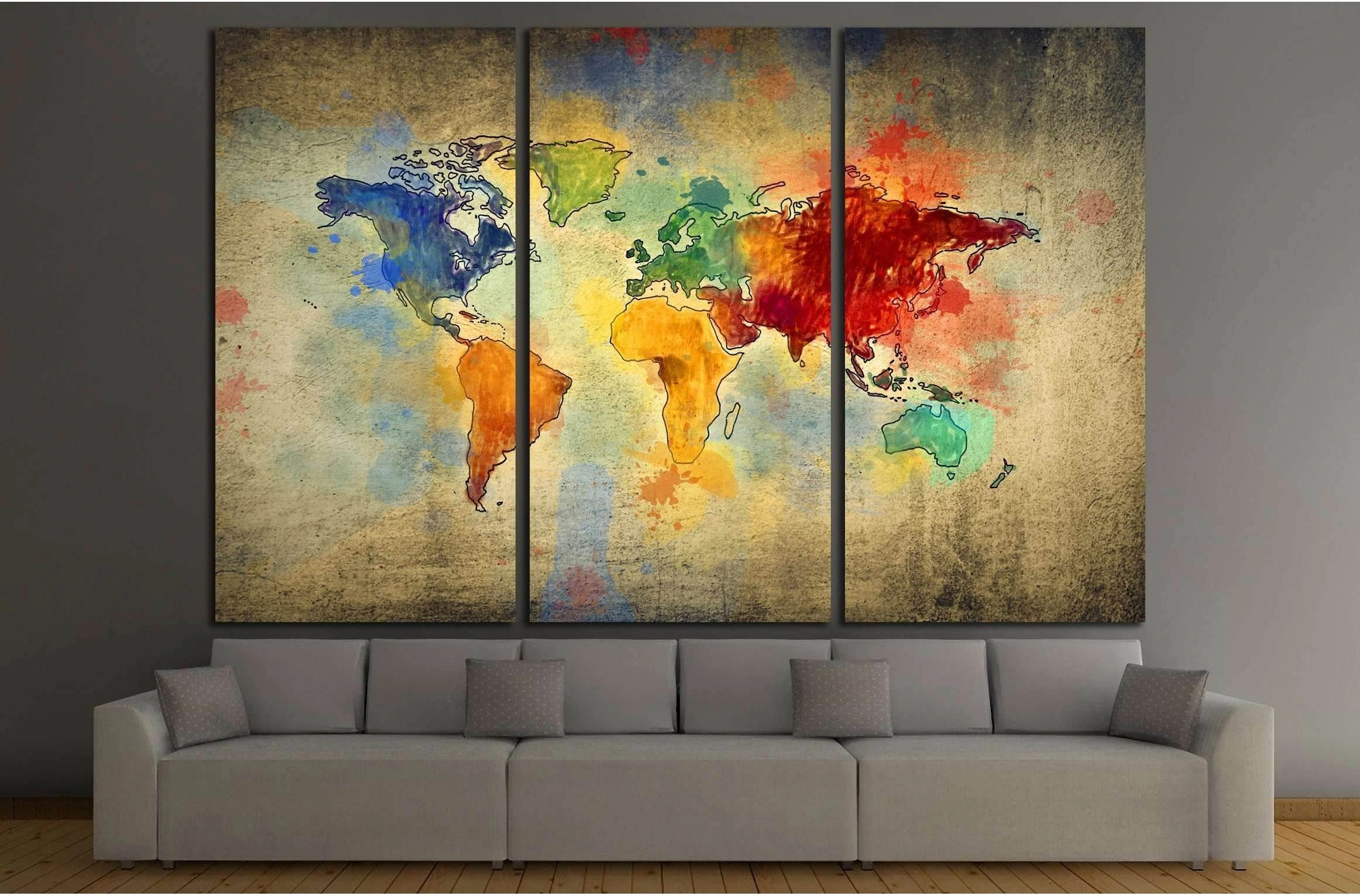 vintage world map №3221 Ready to Hang Canvas Print - Zellart Canvas Prints ALL_Products, s-3221