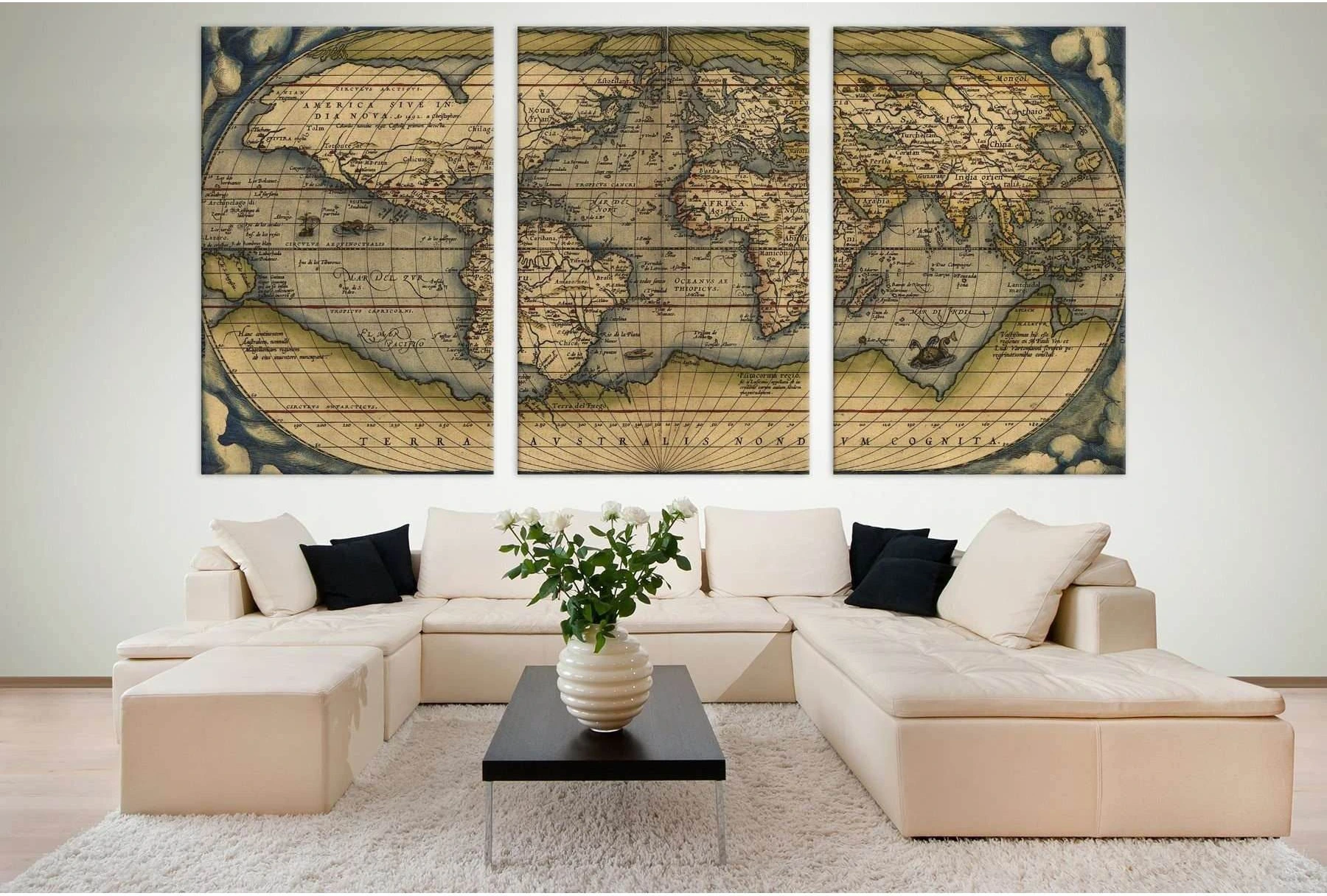 Vintage World Map №710 Ready to Hang Canvas Print - Zellart Canvas Prints ALL_Products