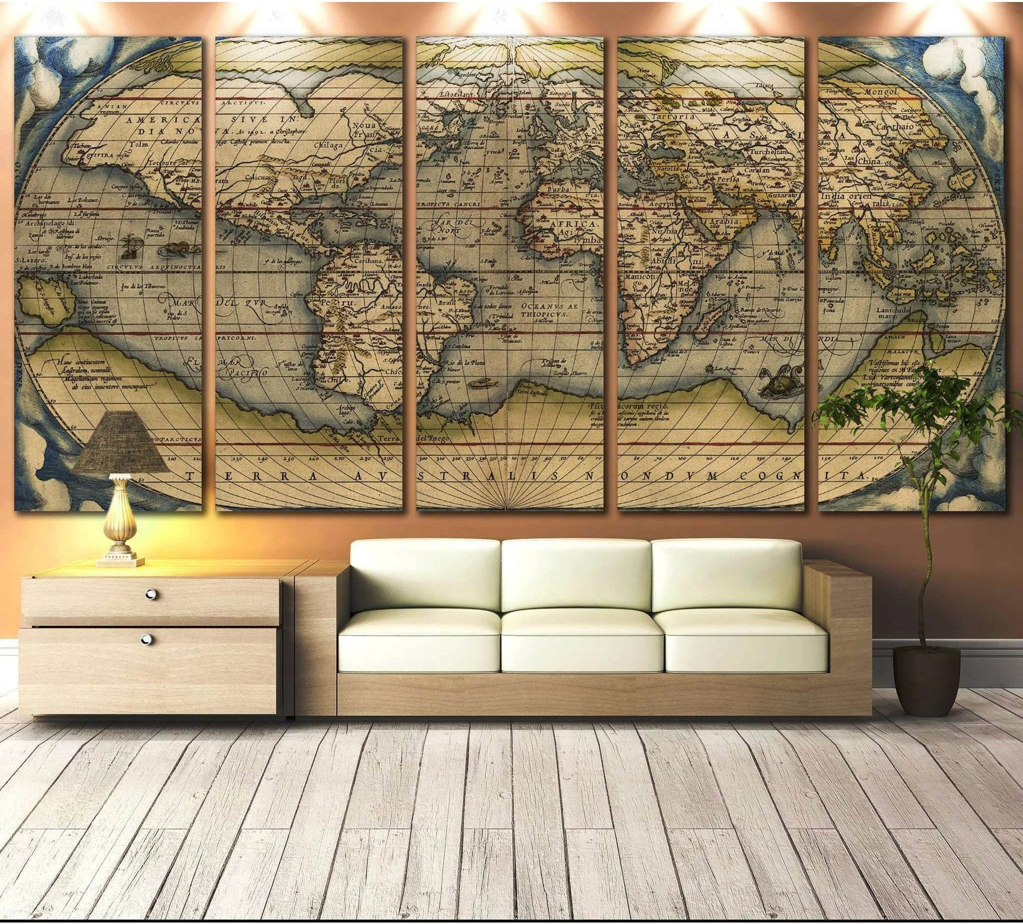 Vintage World Map №710 Ready to Hang Canvas Print - Zellart Canvas Prints ALL_Products