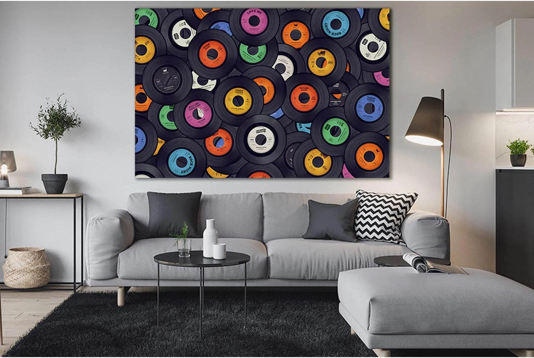 Vinyl Records Pop Art №SL549 Ready to Hang Canvas Print - Zellart Canvas Prints 0new, ALL_Products, Pop ART