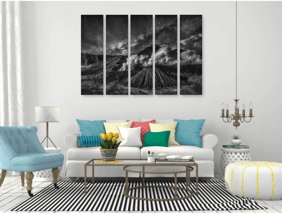 Volcano Bromo in black and white №4035 -175 -358 Ready to Hang Canvas Print - Zellart Canvas Prints 4035 -175 -358, ALL_Products