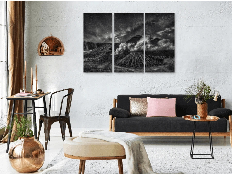 Volcano Bromo in black and white №4035 -175 -358 Ready to Hang Canvas Print - Zellart Canvas Prints 4035 -175 -358, ALL_Products