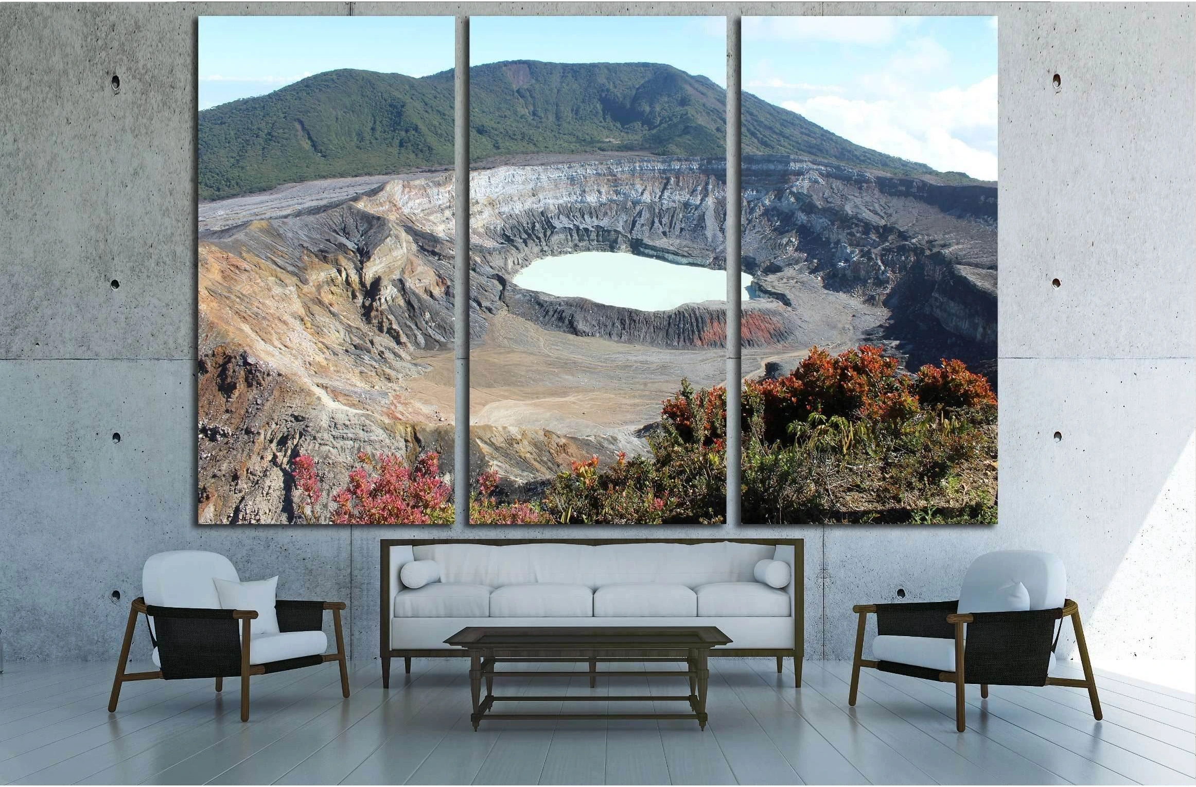 Volcano Crater with Wildflowers №2843 Ready to Hang Canvas Print - Zellart Canvas Prints ALL_Products, s-2843
