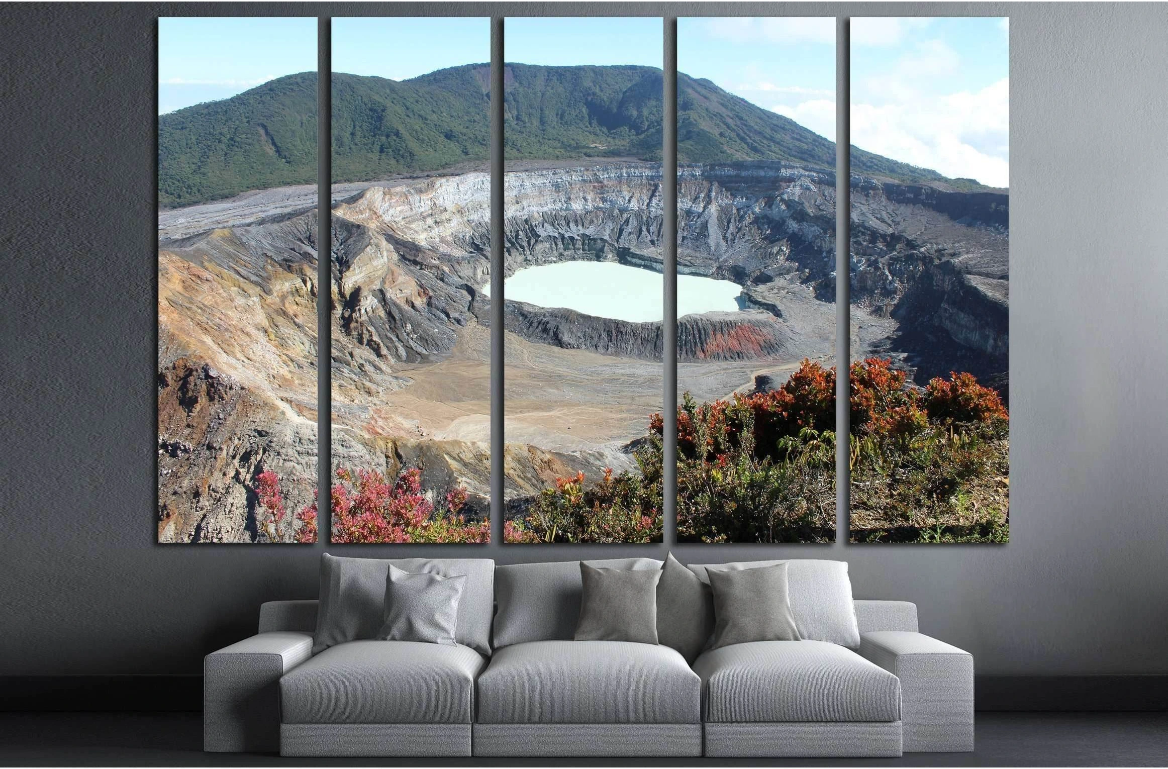 Volcano Crater with Wildflowers №2843 Ready to Hang Canvas Print - Zellart Canvas Prints ALL_Products, s-2843