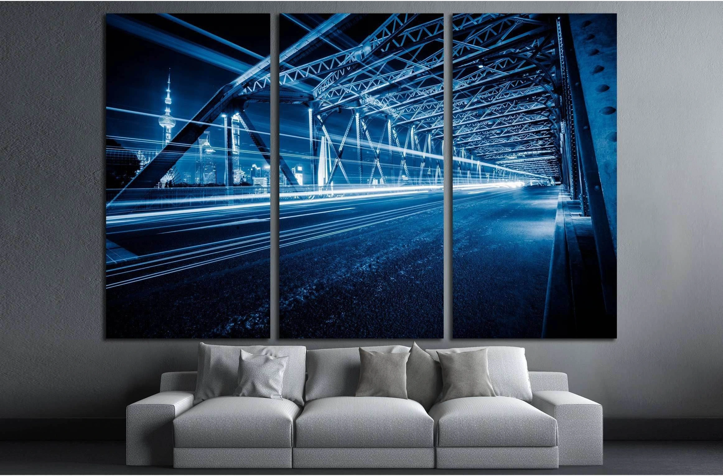 Waibaidu Bridge in Shanghai,China №3218 Ready to Hang Canvas Print - Zellart Canvas Prints ALL_Products, s-3218