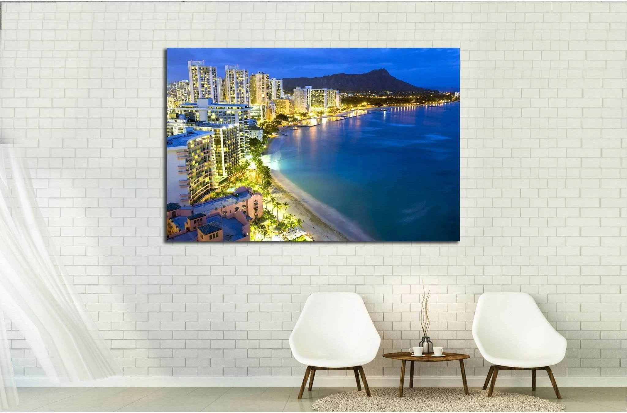 Waikiki beach in Honolulu, Hawaii №1664 Ready to Hang Canvas Print - Zellart Canvas Prints ALL_Products, s-1664