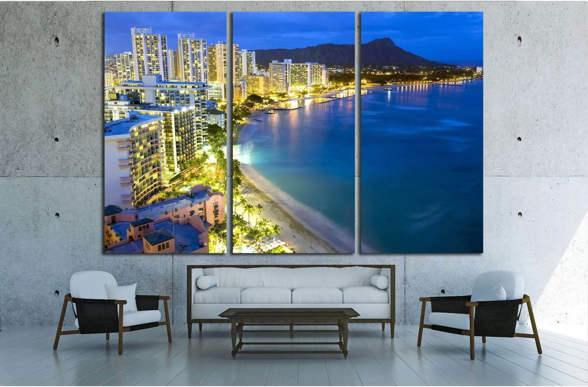 Waikiki beach in Honolulu, Hawaii №1664 Ready to Hang Canvas Print - Zellart Canvas Prints ALL_Products, s-1664