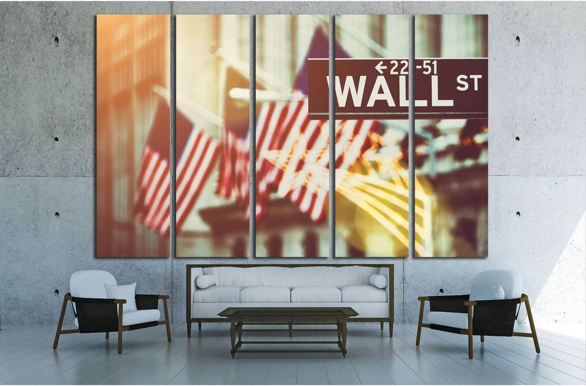 Wall street sign in New York with New York Stock Exchange №1779 Ready to Hang Canvas Print - Zellart Canvas Prints 0_NY_ART, ALL_Products, s-1779