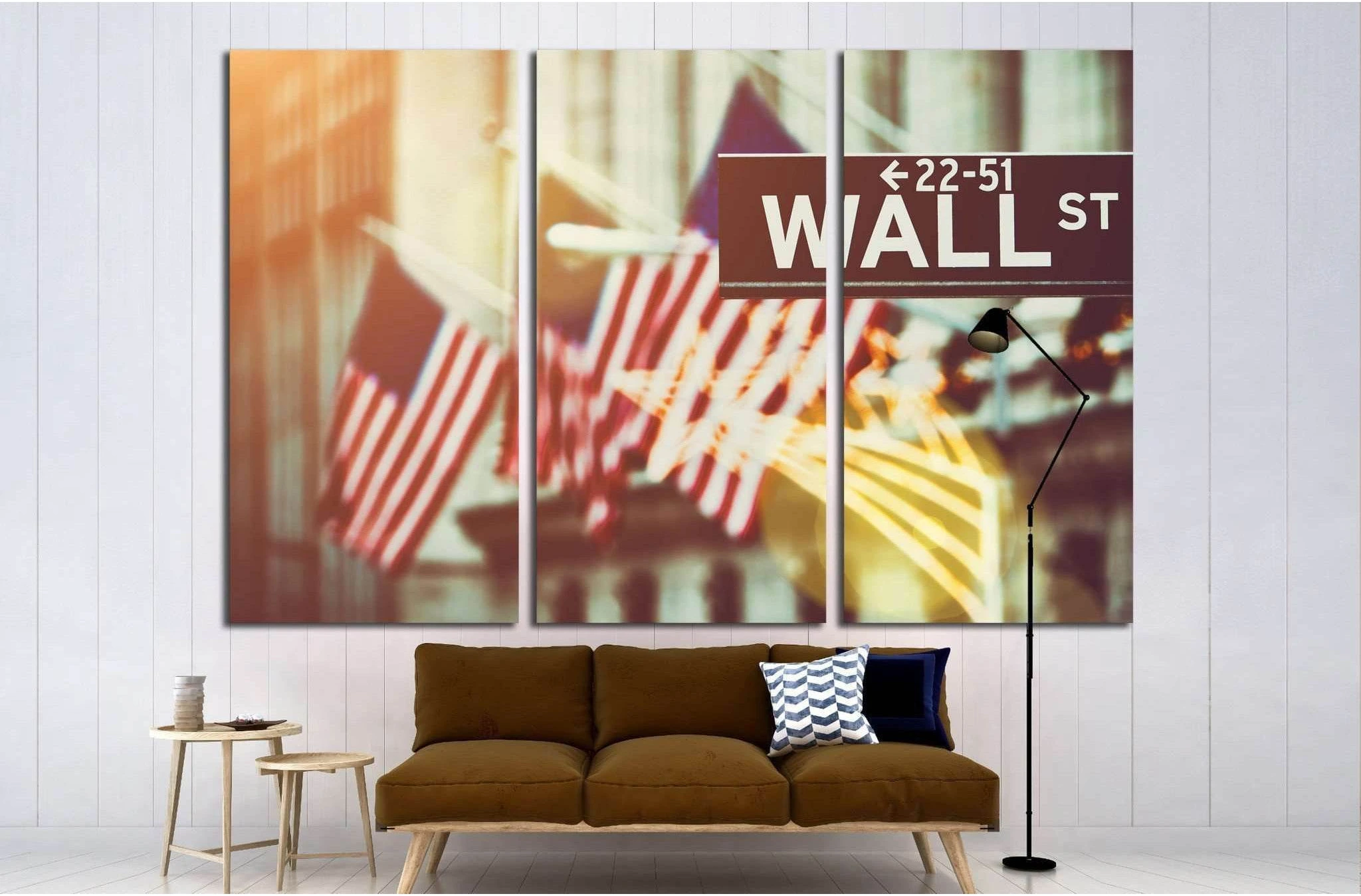 Wall street sign in New York with New York Stock Exchange №1779 Ready to Hang Canvas Print - Zellart Canvas Prints 0_NY_ART, ALL_Products, s-1779