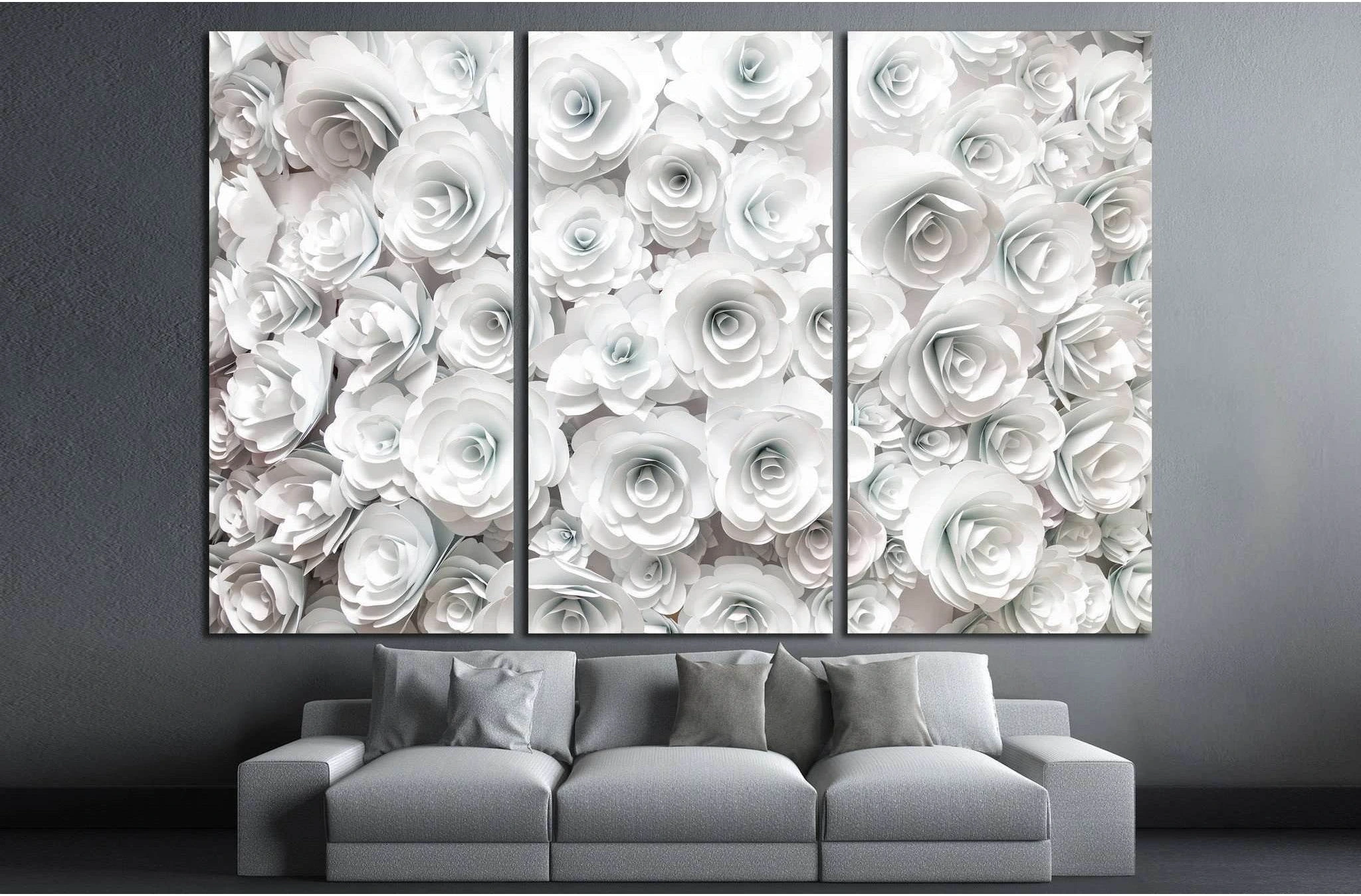 wall with paper flowers №1353 Ready to Hang Canvas Print - Zellart Canvas Prints ALL_Products, s-1353