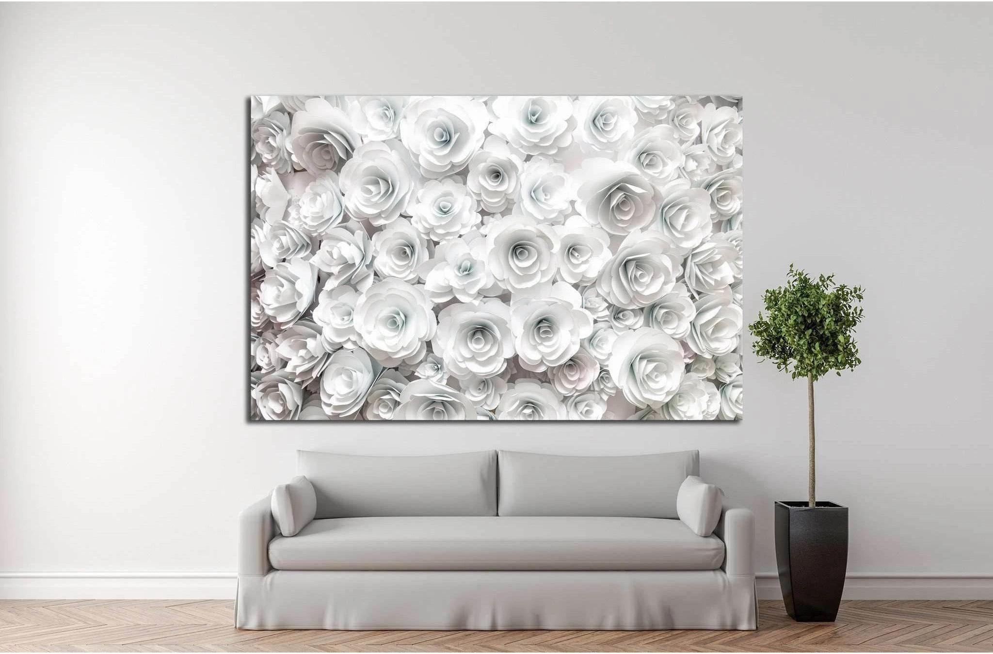 wall with paper flowers №1353 Ready to Hang Canvas Print - Zellart Canvas Prints ALL_Products, s-1353