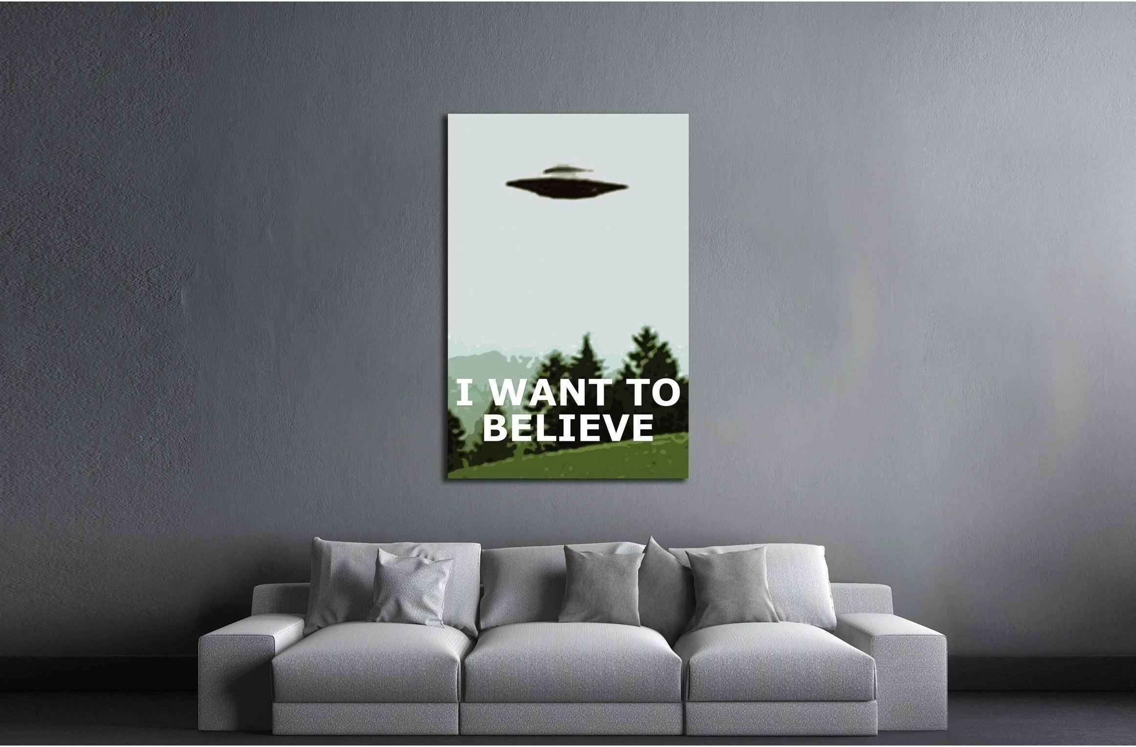 want to believe x files poster (Eugenia Loli) №3393 Ready to Hang Canvas Print - Zellart Canvas Prints 000Negative, ALL_Products, autopostr_pinterest_64952, s-3393