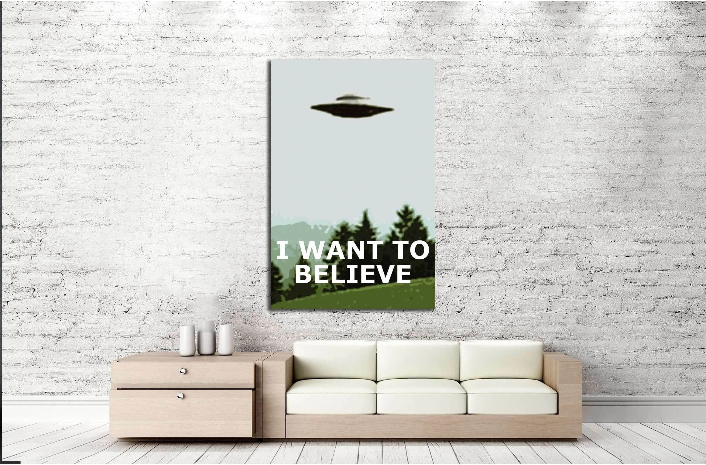 want to believe x files poster (Eugenia Loli) №3393 Ready to Hang Canvas Print - Zellart Canvas Prints 000Negative, ALL_Products, autopostr_pinterest_64952, s-3393