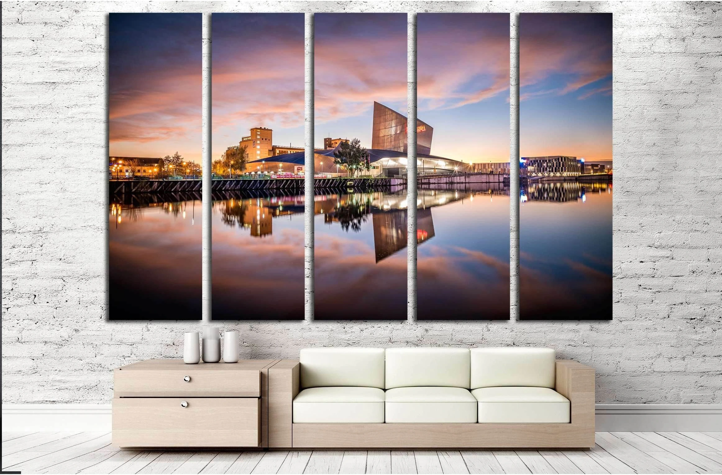 War Museum on the banks of Manchester Canal in Salford Quays, Manchester №3002 Ready to Hang Canvas Print - Zellart Canvas Prints ALL_Products, s-3002