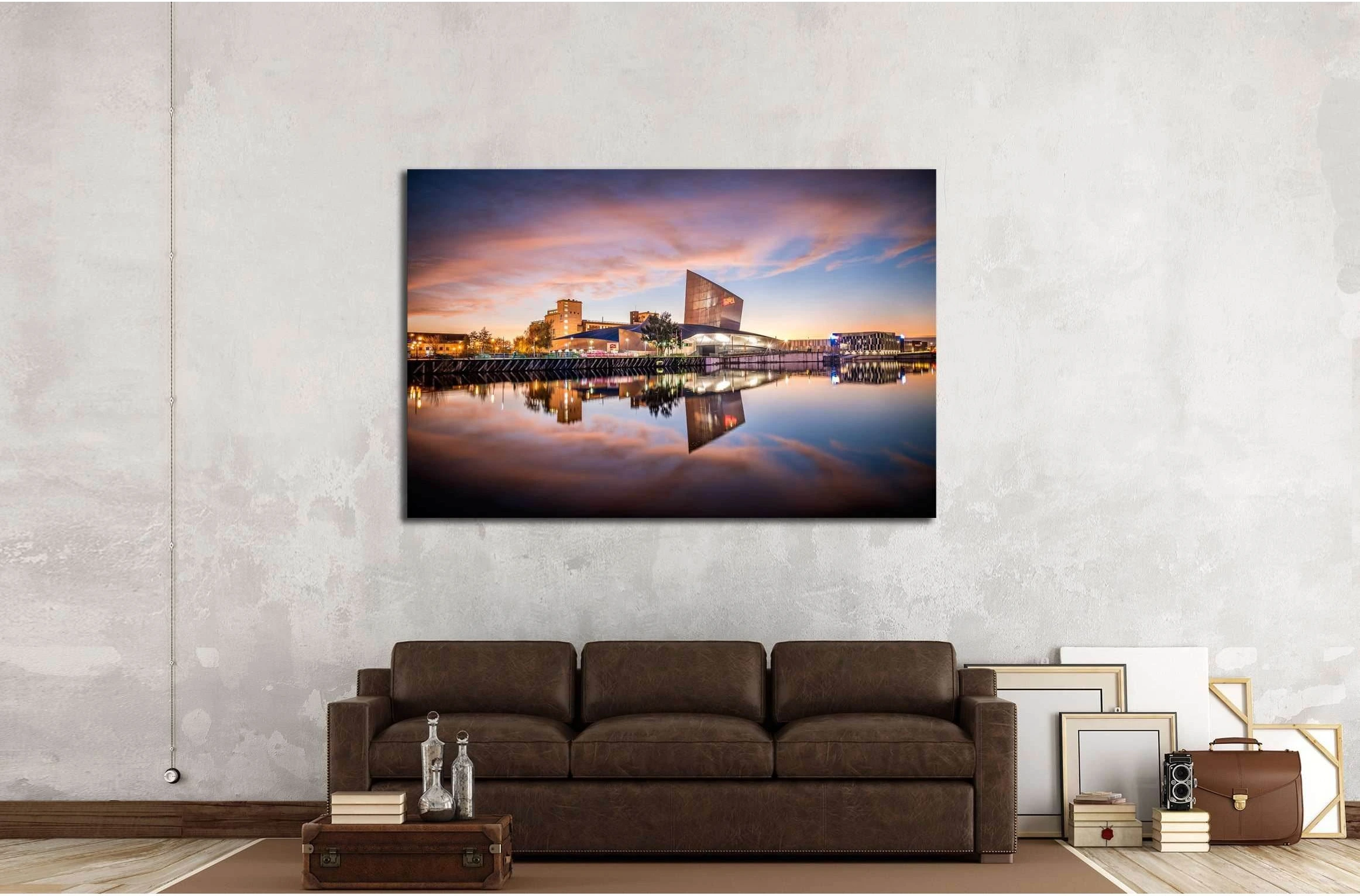 War Museum on the banks of Manchester Canal in Salford Quays, Manchester №3002 Ready to Hang Canvas Print - Zellart Canvas Prints ALL_Products, s-3002