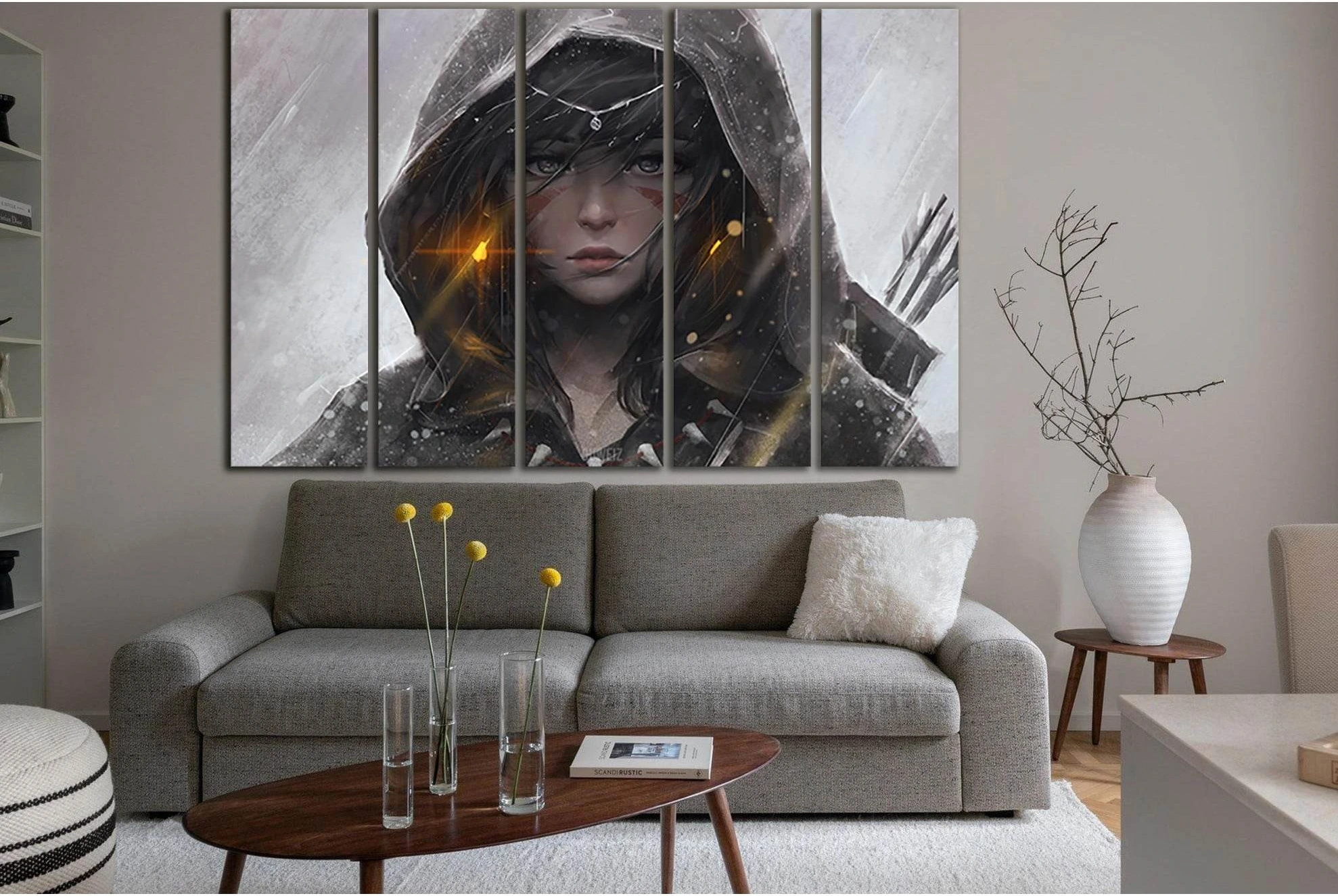Warrior Girl In Hood №SL1279 Ready to Hang Canvas Print - Zellart Canvas Prints 0new, ALL_Products, Fantasy And Sci Fi Wall Art