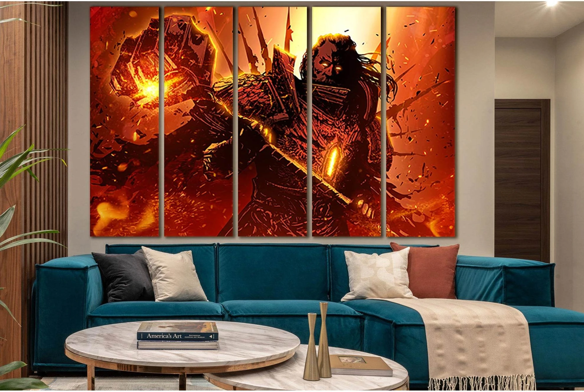 Warrior With War Hammer №SL1239 Ready to Hang Canvas Print - Zellart Canvas Prints 0new, ALL_Products, Fantasy And Sci Fi Wall Art
