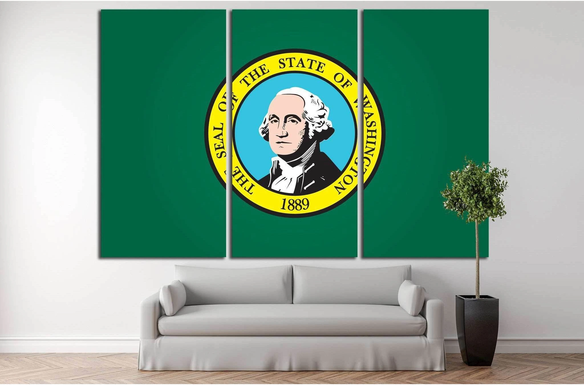 washington Flag №691 Ready to Hang Canvas Print - Zellart Canvas Prints ALL_Products, s-691