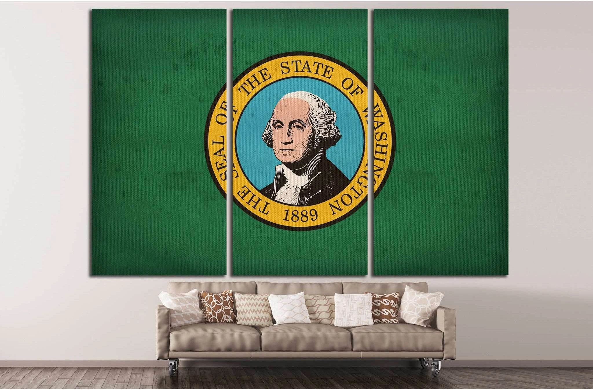 Washington flag №696 Ready to Hang Canvas Print - Zellart Canvas Prints ALL_Products, s-696