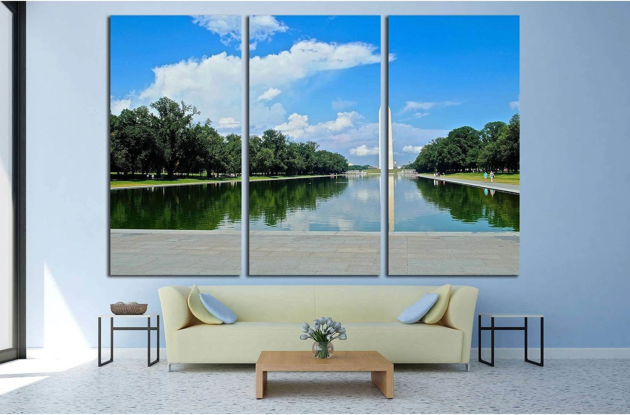 Washington memorial from the pool №2067 Ready to Hang Canvas Print - Zellart Canvas Prints ALL_Products, s-2067
