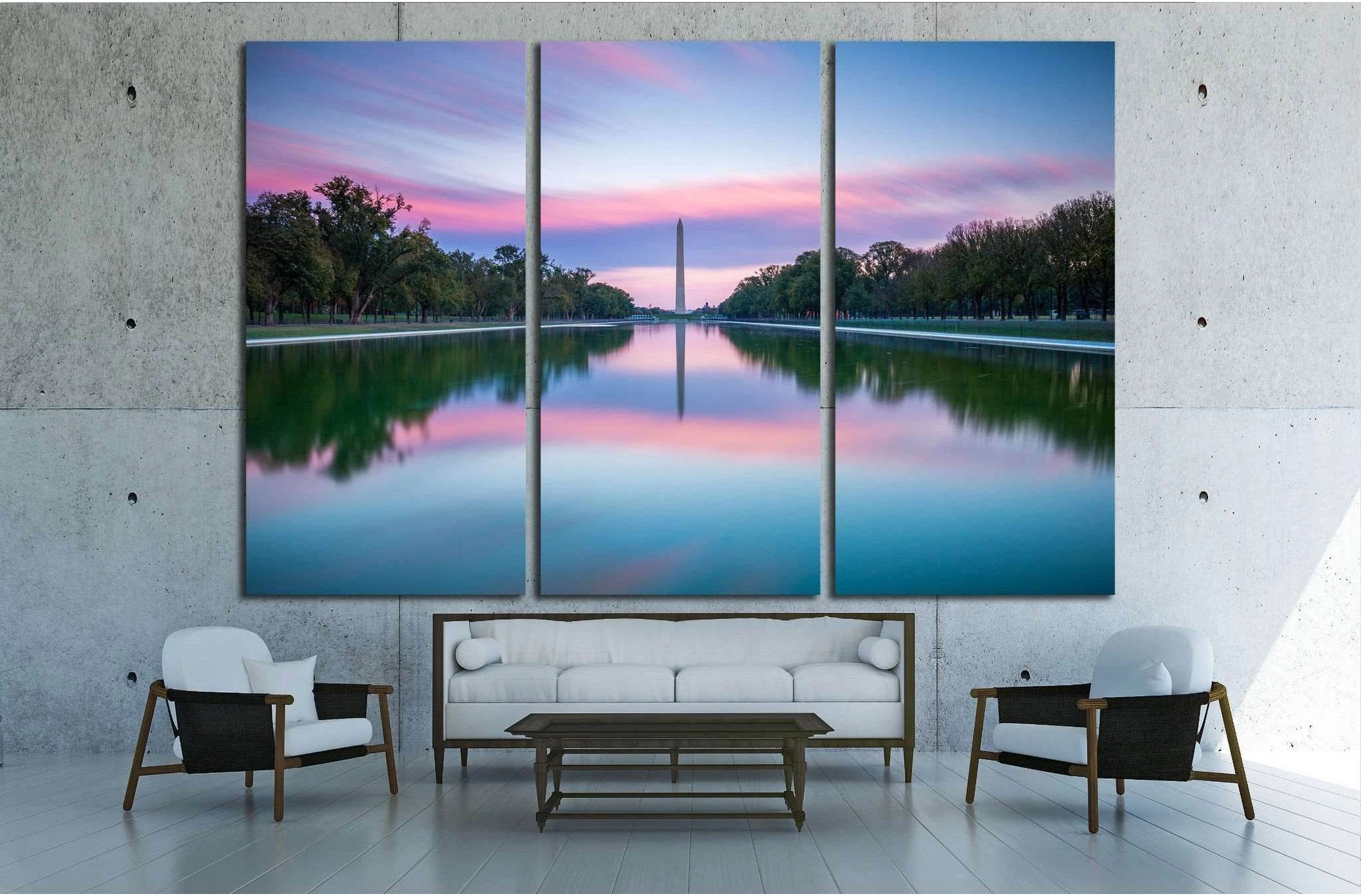 Washington Monument and Lincoln Memorial Reflecting Pool at sunset Washington, D.C. USA №2097 Ready to Hang Canvas Print - Zellart Canvas Prints ALL_Products, s-2097