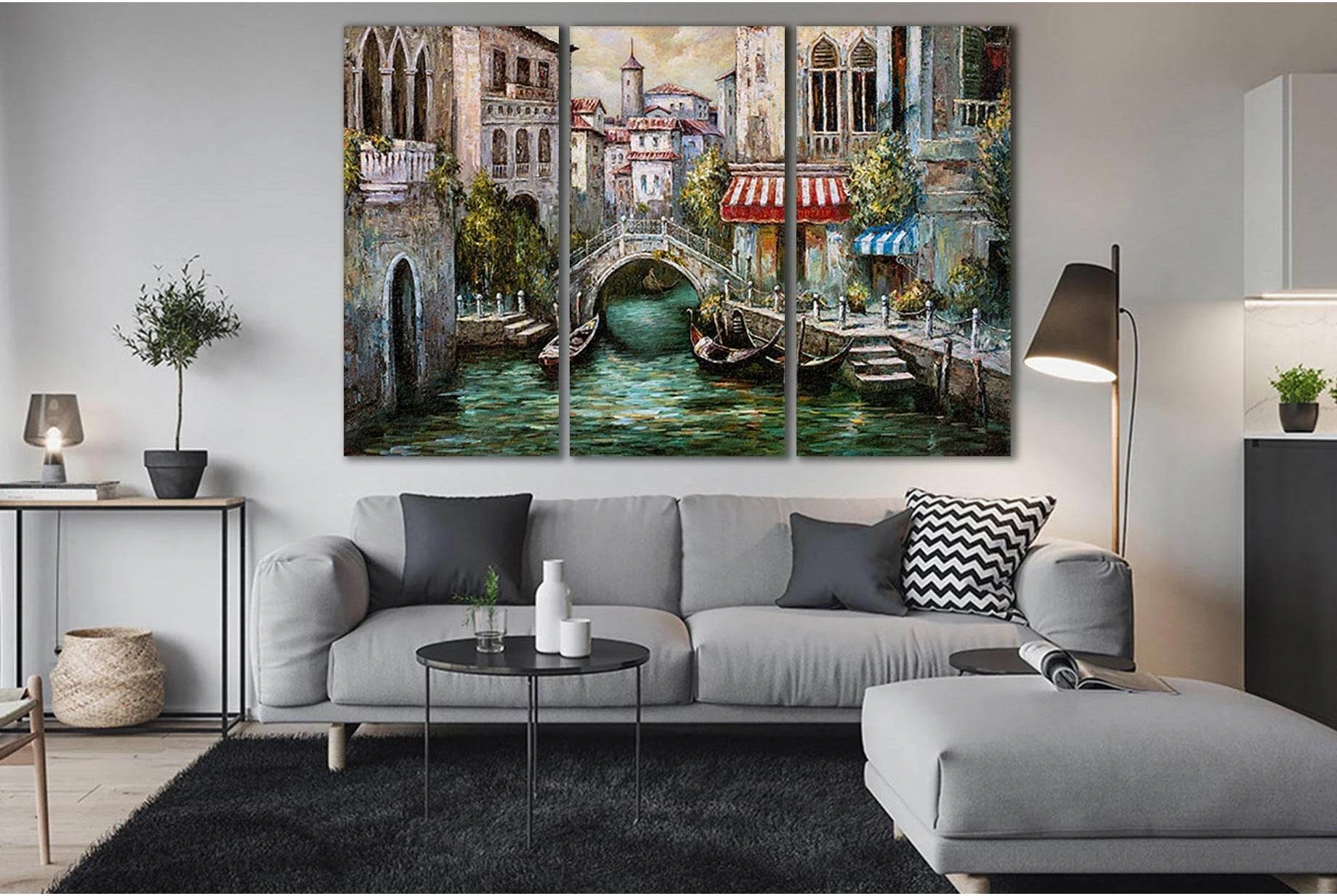 Water Canal In Venice №SL614 Ready to Hang Canvas Print - Zellart Canvas Prints 0new, ALL_Products, Oil Painting Wall Art
