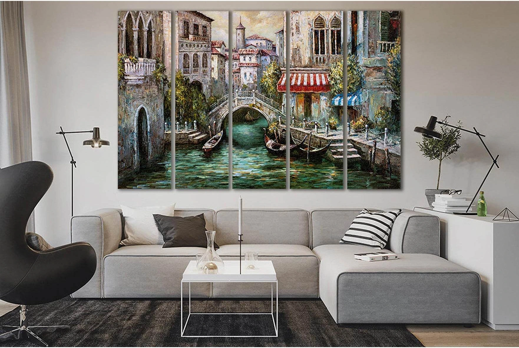Water Canal In Venice №SL614 Ready to Hang Canvas Print - Zellart Canvas Prints 0new, ALL_Products, Oil Painting Wall Art