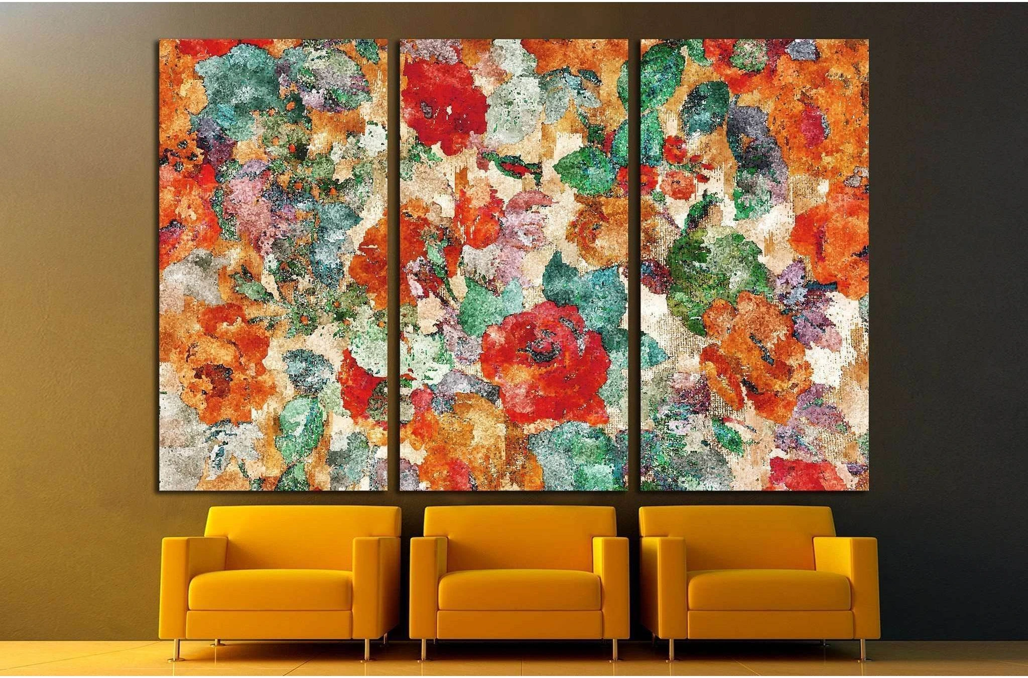water color effect of flowers colorful pattern №1342 Ready to Hang Canvas Print - Zellart Canvas Prints ALL_Products, s-1342