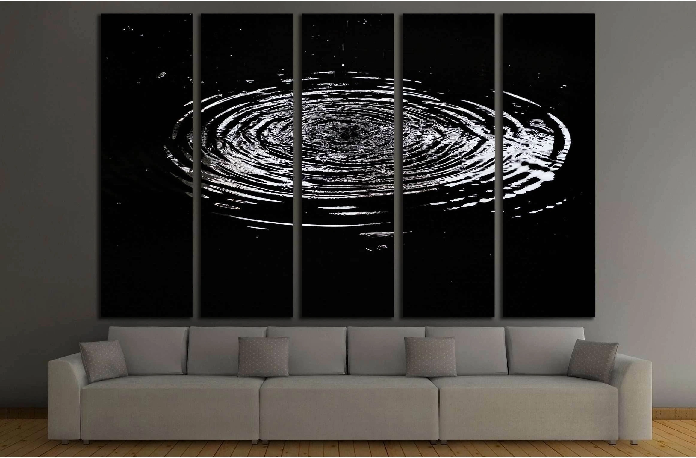Water ripples from a drop of water in the dark №3015 Ready to Hang Canvas Print - Zellart Canvas Prints ALL_Products, s-3015