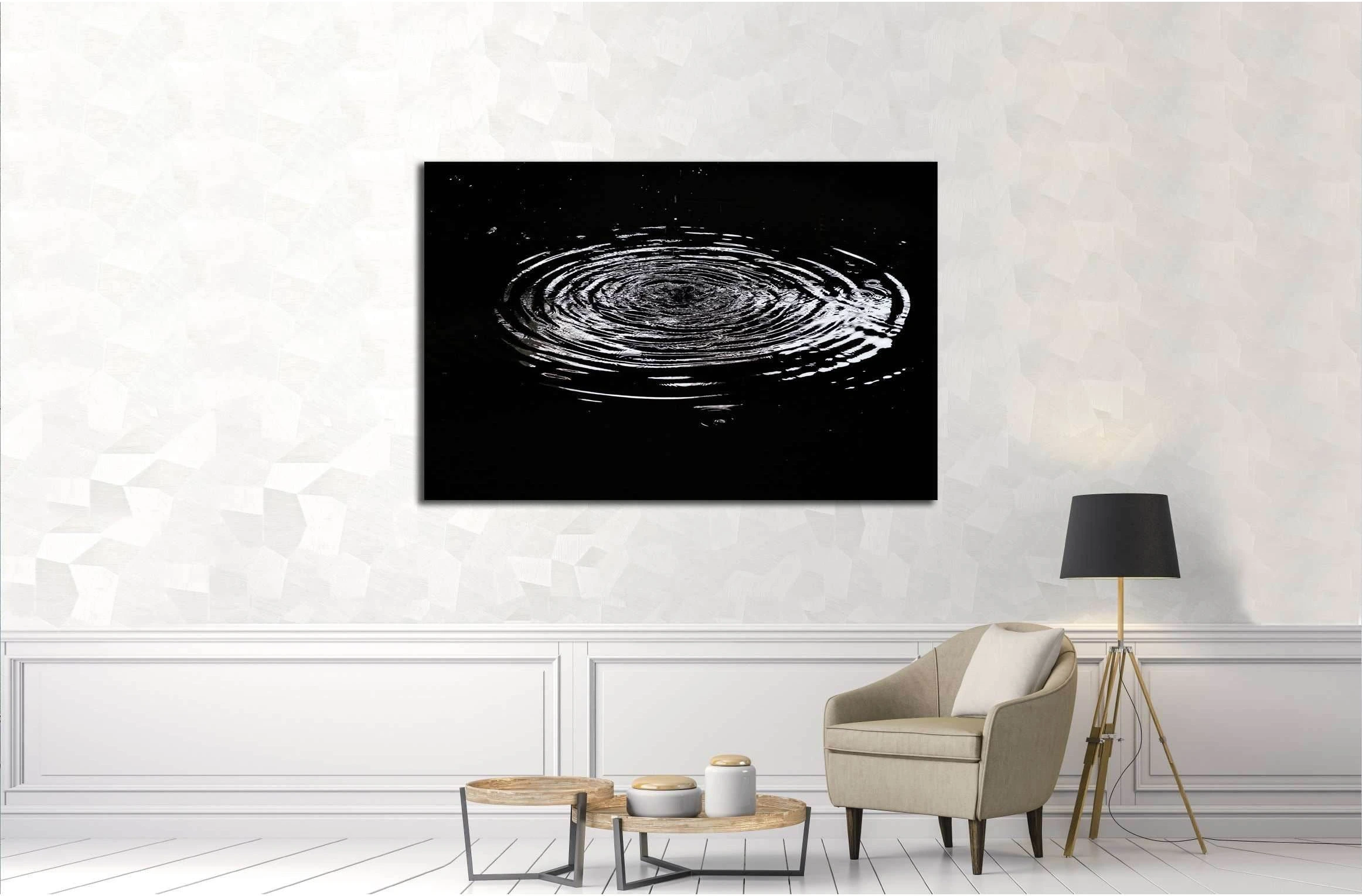 Water ripples from a drop of water in the dark №3015 Ready to Hang Canvas Print - Zellart Canvas Prints ALL_Products, s-3015