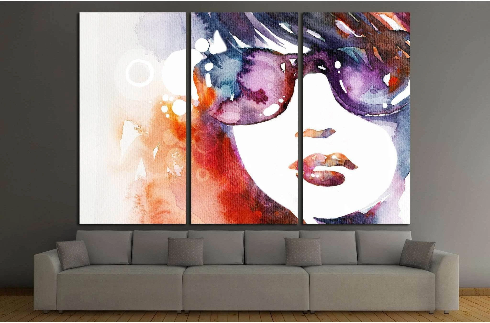 watercolor beauty portrait №731 Ready to Hang Canvas Print - Zellart Canvas Prints ALL_Products, s-731