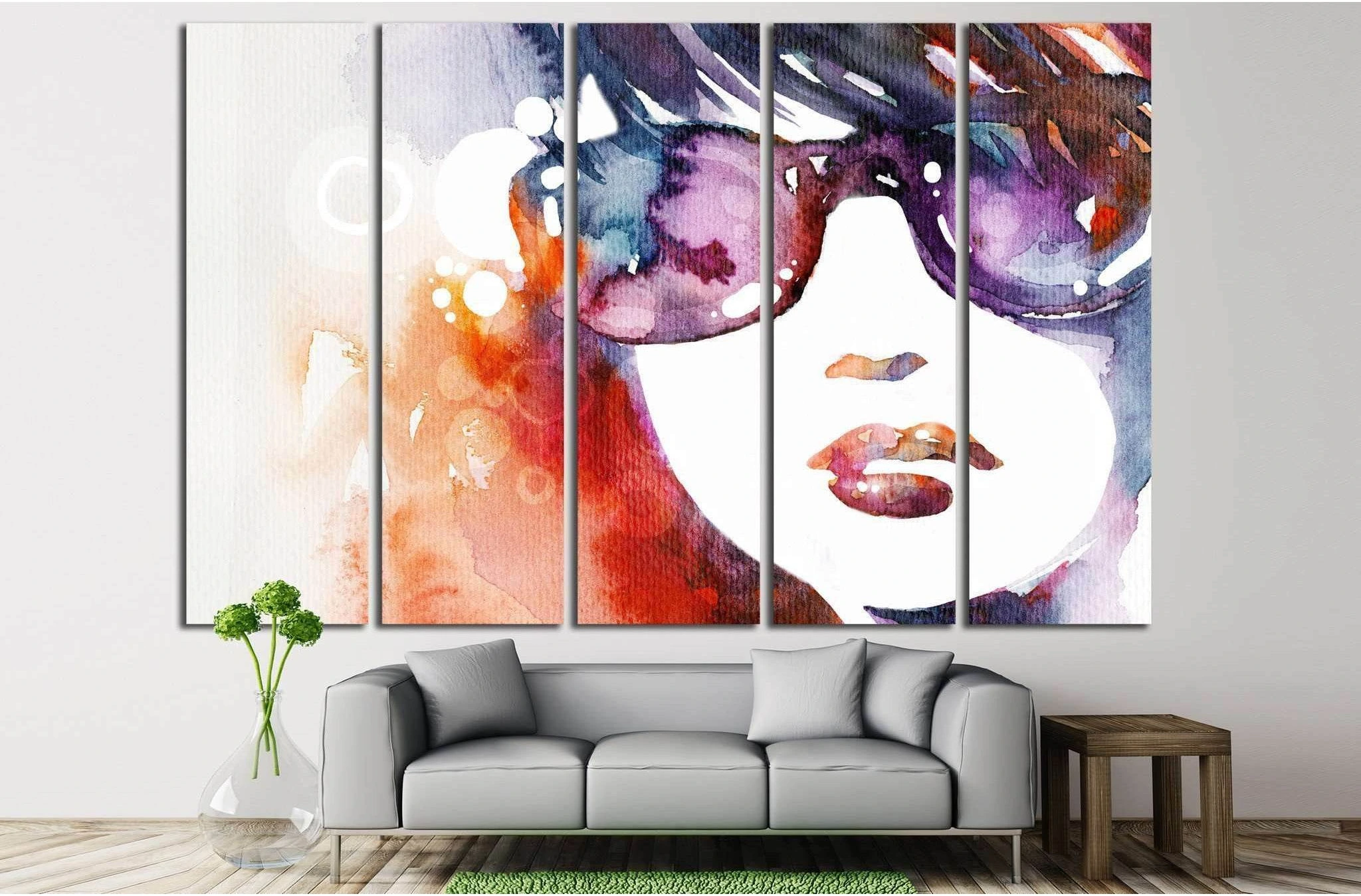watercolor beauty portrait №731 Ready to Hang Canvas Print - Zellart Canvas Prints ALL_Products, s-731