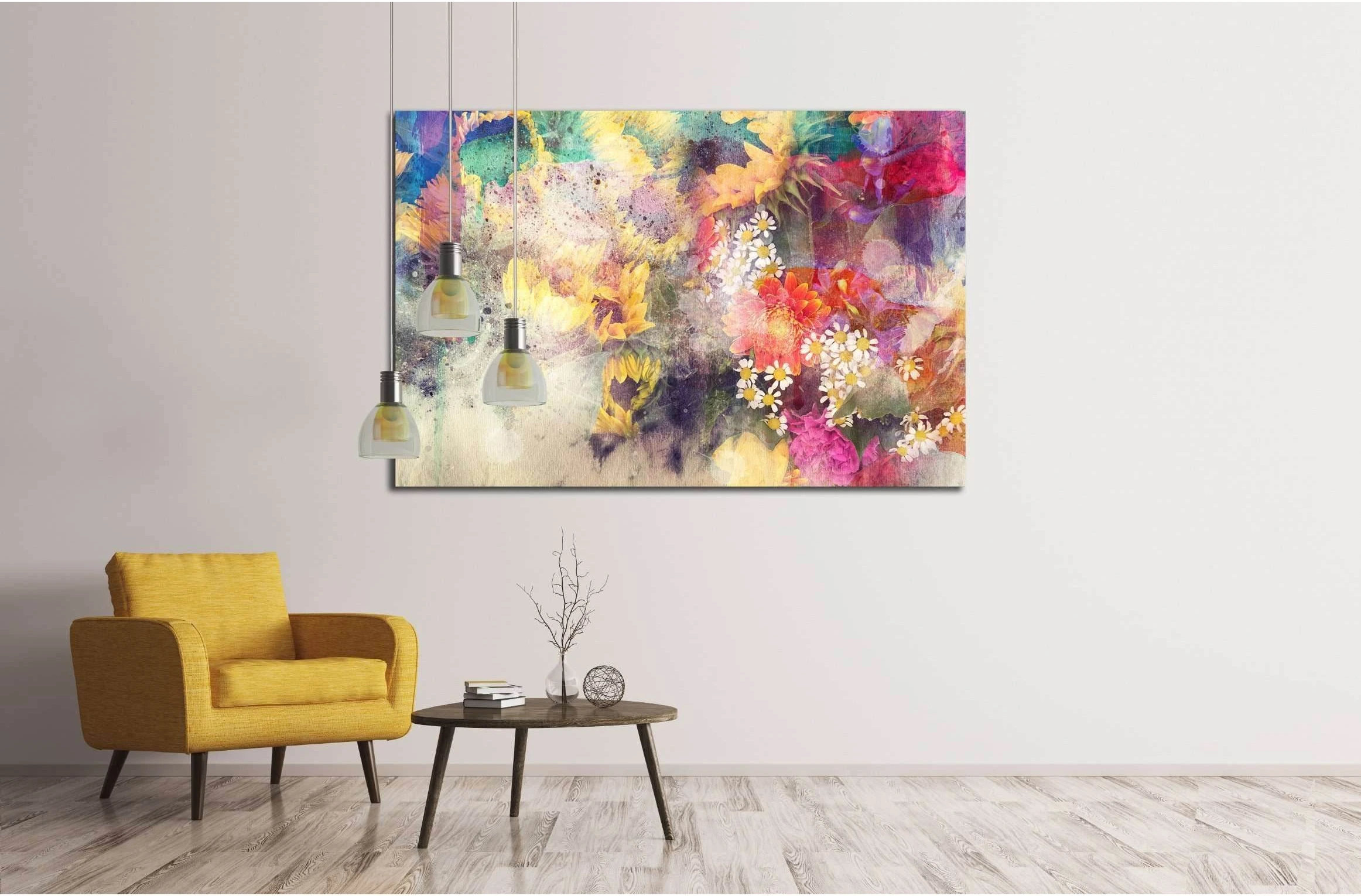 watercolor painting combined with field №2895 Ready to Hang Canvas Print - Zellart Canvas Prints ALL_Products, s-2895